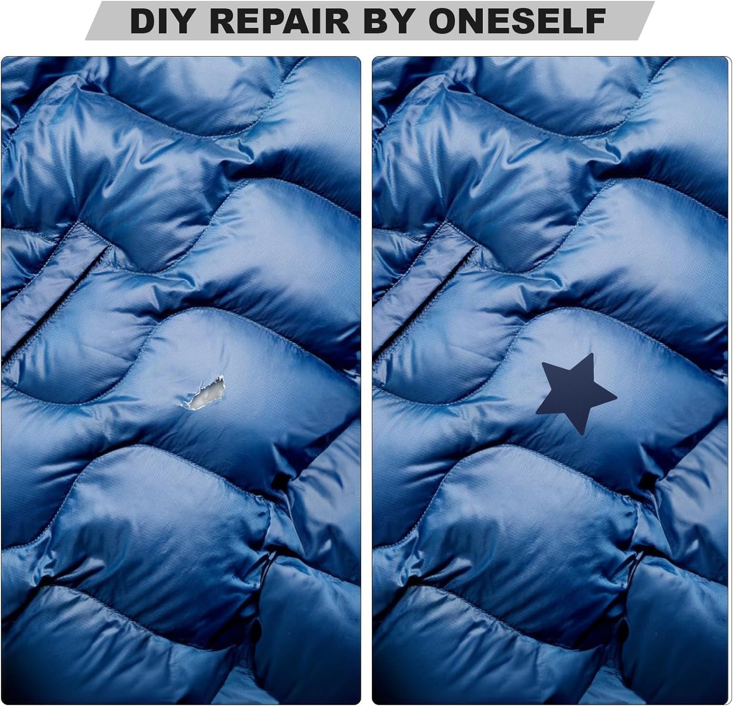 OAZ 8 Pieces 7.87 x 5.9 inch Nylon Repair Patches Nylon Fabric Patch Self-Adhesive Fabric Repair Tape Waterproof Lightweight Outdoor Gear Patch Kit for Down Jacket Clothing Tent Bag (Black/Navy Blue)