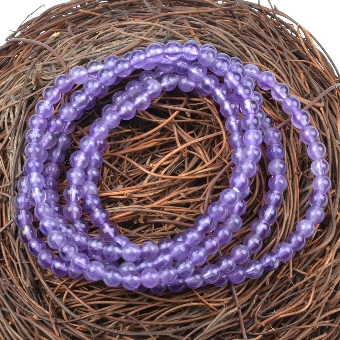 MASSIVE BEADS Light Amethyst - Rich Protection - Handmade Handmade Yoga Stretch Elastic Bracelet Natural Stone Crystal Healing Power Energy Gifts for Unisex Adult 4mm