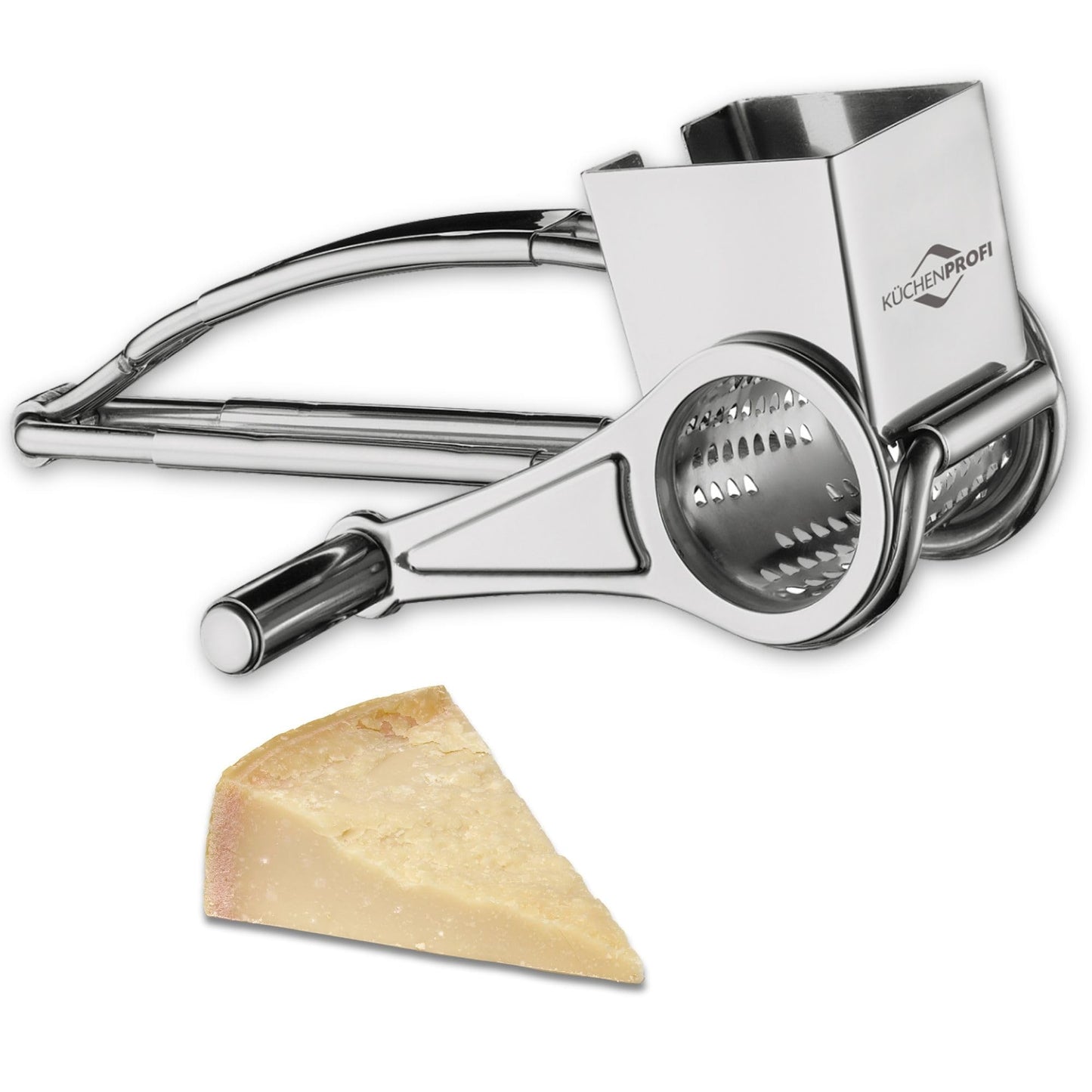 Küchenprofi Stainless Steel Single Drum Rotary Cheese Grater, for Chocolate and Nuts - Durable Stainless Steel Rotary Grater