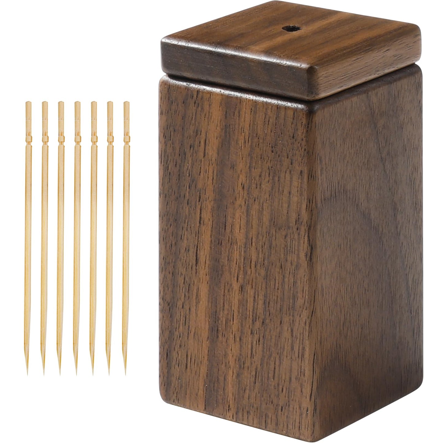CRAFT KITTIES Toothpick Holder Dispenser,Walnut Toothpick Holder Container,Home Kitchen Restaurant Gift for Friend Family Wood Decoration(No toothpick)