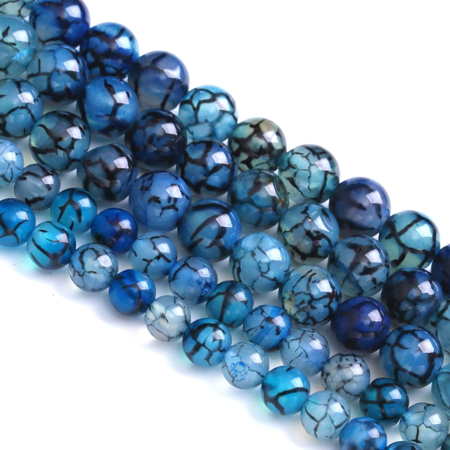 8MM 45PCS Natural Stone Blue Dragon Vein Agate Loose Beads for Jewelry Making DIY Bracelet Necklace
