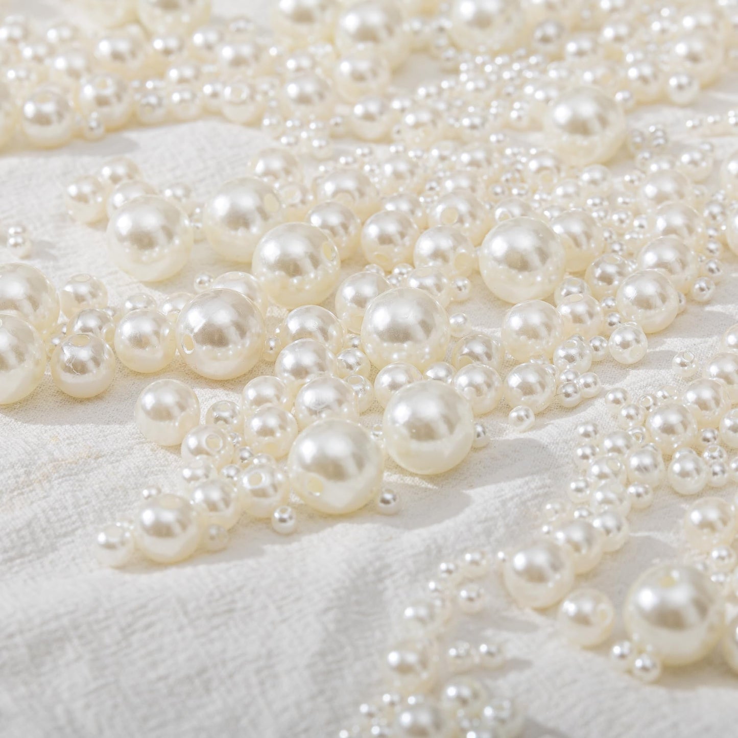 YoungJewl 1865 Pcs Pearls for Crafts,6 Sizes Mixed Ivory Fake Pearl Beads,Acrylic Pearls Bulk for Jewelry Making with Holes,Bracelet Necklace DIY,Vase Filler and Makeup Brush Case(4-14 mm)