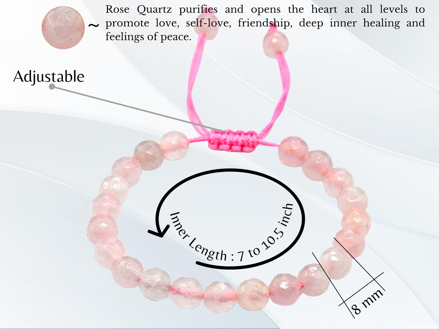 Amazing Gemstone Rose Quartz Bracelet for Women - Chakra Mens Bracelet Protection Crystals and Healing Stones - Blessing Bracelet Spiritual Meditation Gift Christmas Stocking