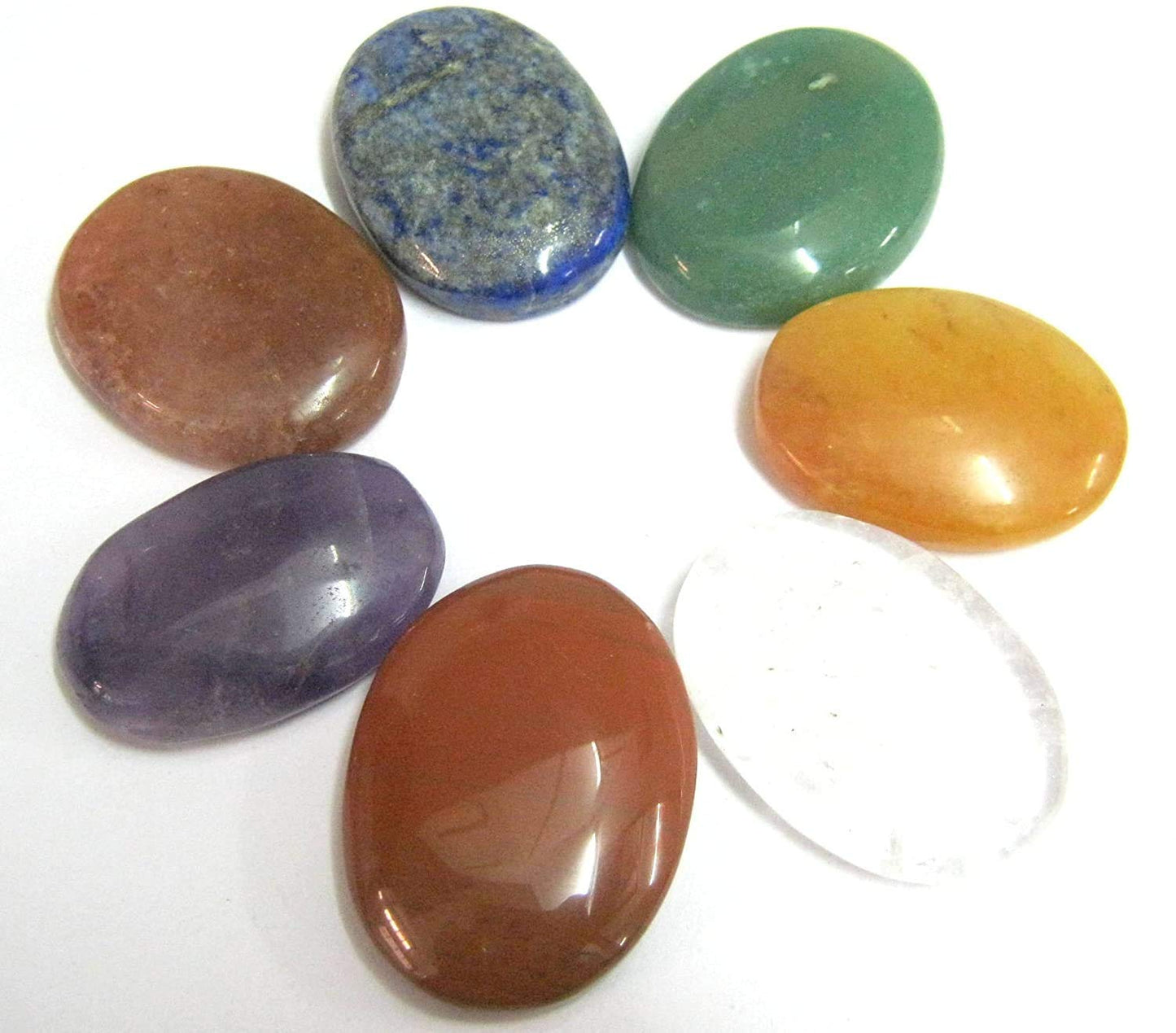 crystalmiracle Beautiful Seven Chakra Worry Stone Wellness Crystal Healing Gemstone for Positive Energy Powerful Thumb Stones Meditation Reiki Feng Shui Gift for Men Women