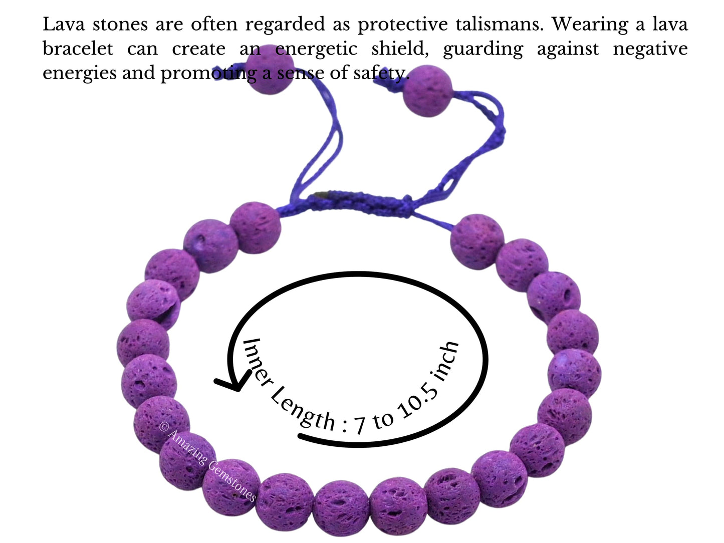 Amazing Gemstone Purple Lava Bracelet, Gifts For Men & Women - Protection Healing Crystal Bracelet - 8mm Gemstone Beaded Adjustable Bracelet, Pulseras Para Hombres Mujer Stocking Stuffers