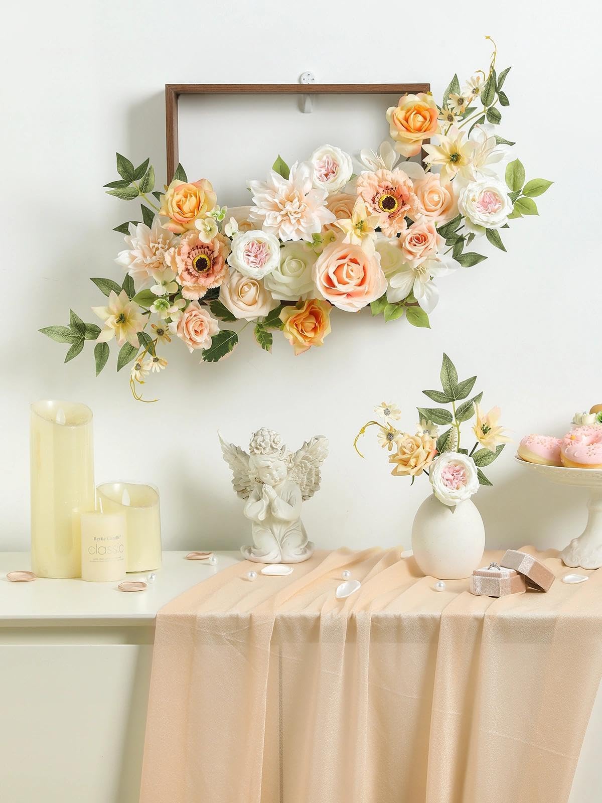 YiYunFloral Artificial Flowers,Champagne Pink Silk Fake Flowers for DIY Wedding Bridal Bouquets, Wedding Cake Flowers for Table Centerpieces Baby Shower Birthday Party Home Decorations
