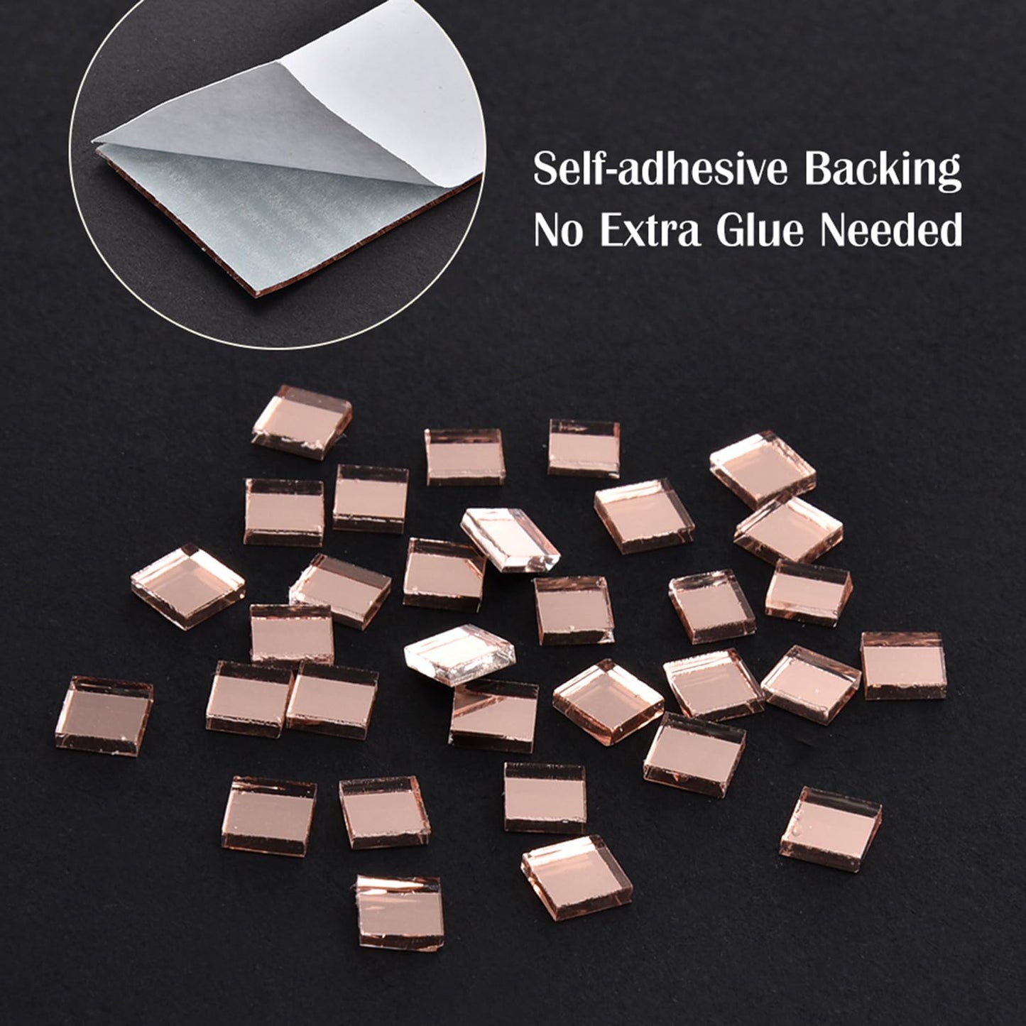 EchoDone 12480 Pcs Mirror Tiles, 5 x 5 mm Square Mosaic Self Adhesive Disco Ball Tiles Sticker for Christmas Party Mirror Pieces for Crafts Christmas Happy New Year Decoration (Rose Gold)
