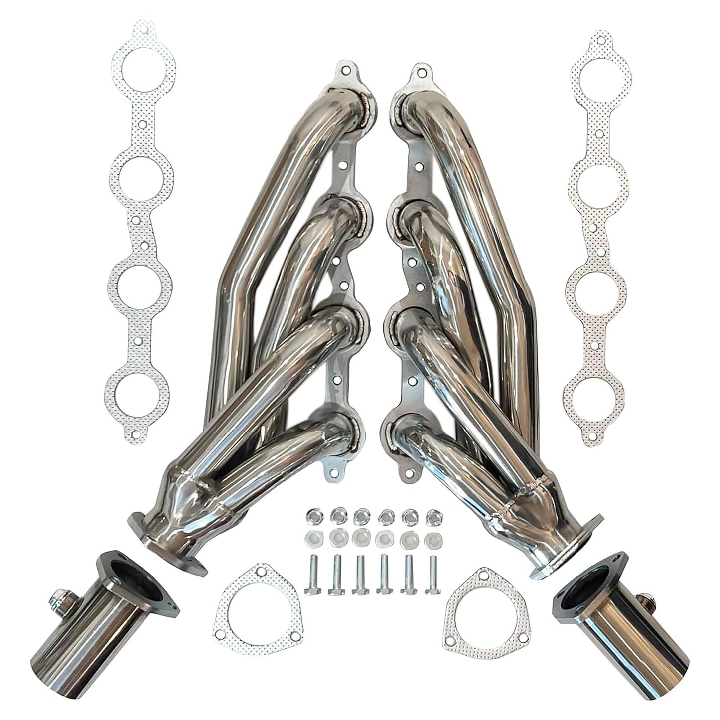 Shorty Headers for LS Swaps 304 Stainless Steel Exhaust Headers 2.5 Inch 3 Bolt Collectors Fits 4.8L 5.3L 5.7L 6.0L 6.2L LS1 LS2 LS3 LS6 V8 S10 C10 K10 Truck Includes Header and Collector Gaskets