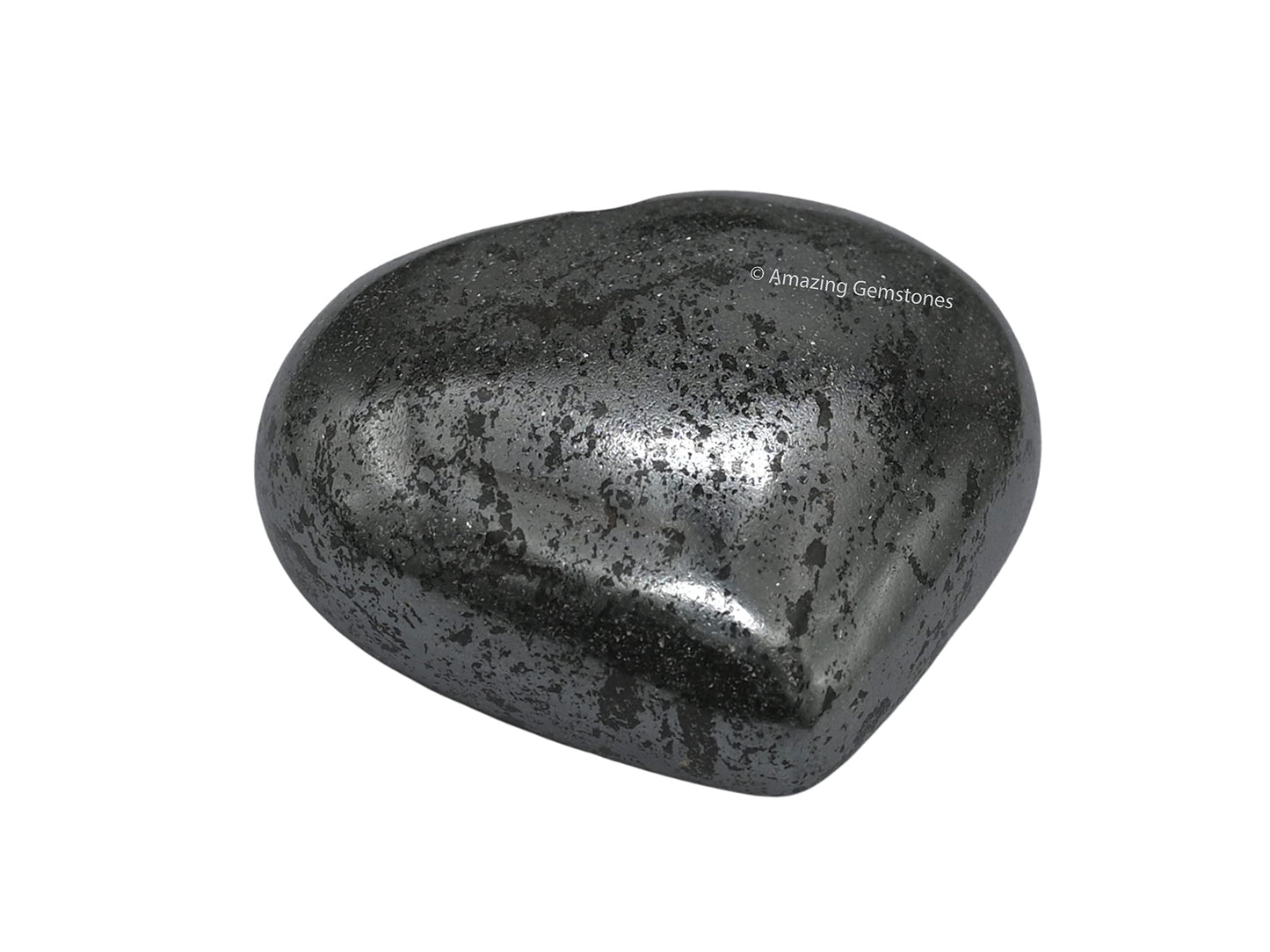 Amazing Gemstone Hematite Crystal Heart Palm Stone - Pocket Massage Worry Stone for Natural Body Chakra Balancing, Reiki Healing and Crystal Grid