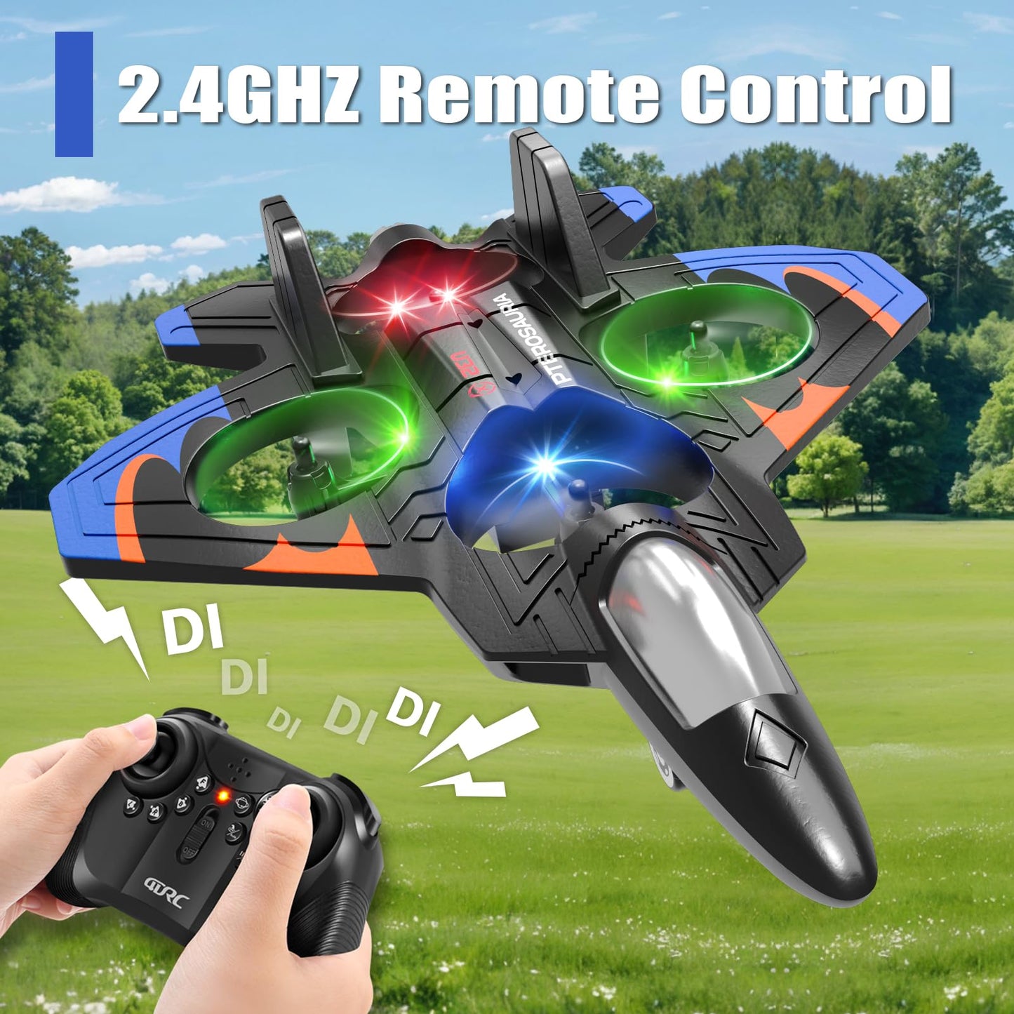 4DRC V32 Foam RC Planes with 3 Batteries, Remote Control Airplanes for Kids Adults 8-16, RC Drone Airplane Helicopter Jet with Light, 360° Flip, Stunt Roll, Airplane Toy Gifts for Kids Boys Adults