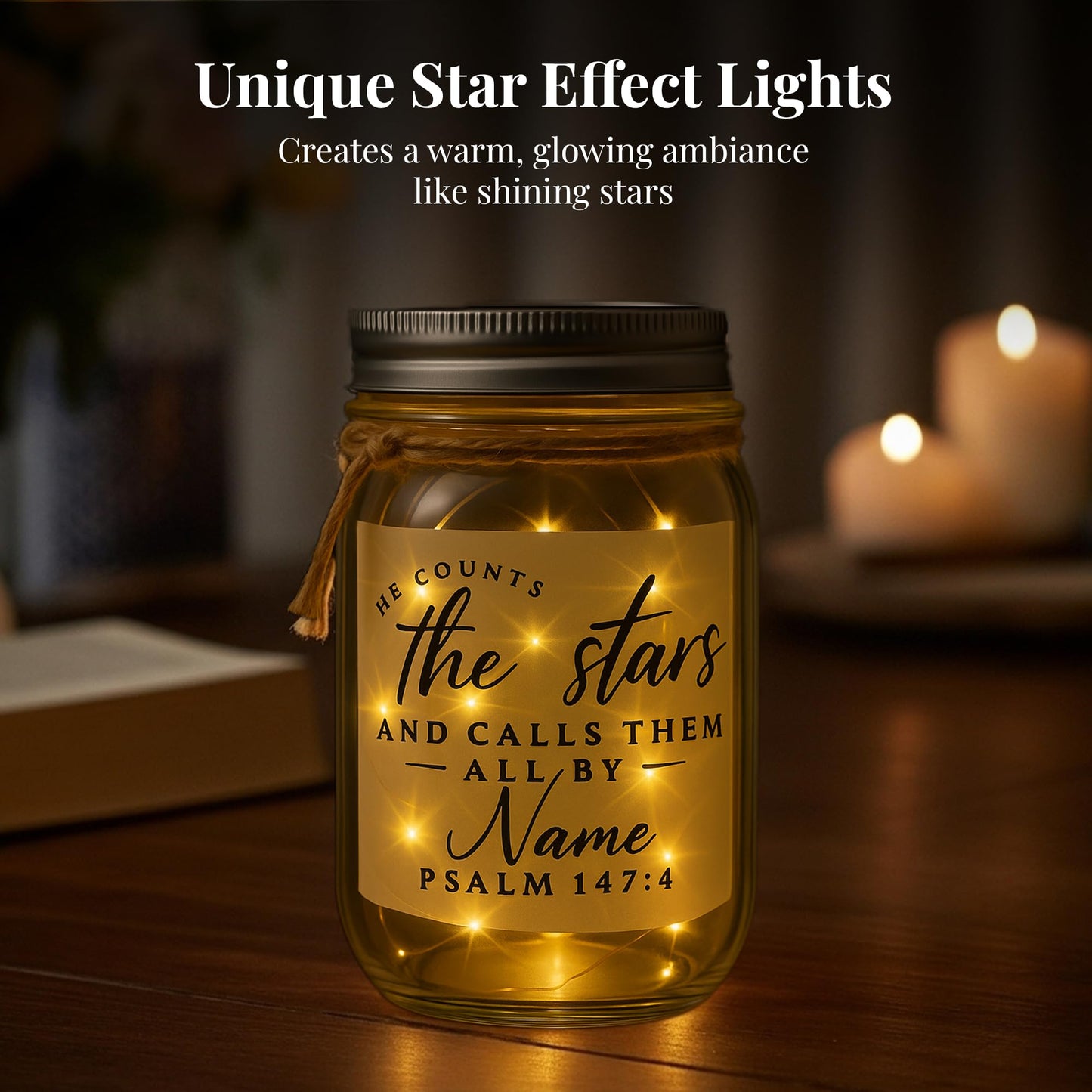 Christian Gifts for Women - Bible Verse Jar with Fairy Lights - Encouragement Gifts for Women - Christian Gift for Teen Girls & Adults - Mason Jar Lights - Decorative Jars with Bible Verses