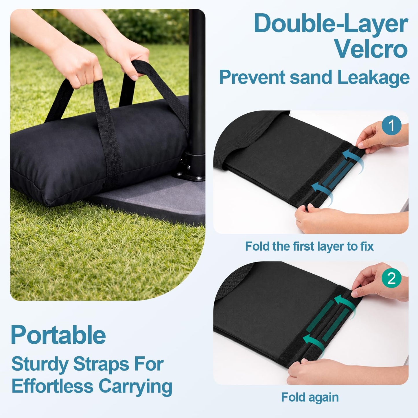 EMART 4 Packs 200LBS Umbrella Base Weights, Durable Sand Bags for Weight, Weatherproof Fillable Heavy Duty Sandbags for Backyard Umbrella, Outdoor Furniture, Garden, Trampoline, Poolside Accessories