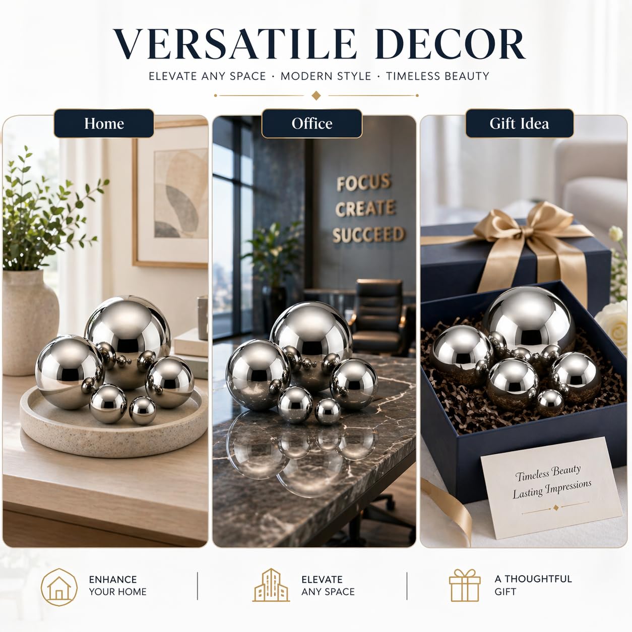 Nerien Gazing Ball, Stainless Steel Garden Mirror Globe, Polished Ornament Sphere, Hollow Floating Reflective Hemisphere, for Home Outdoor Pond Housewarming Swimming Pool Decoration, Silver, 5Pcs Mix
