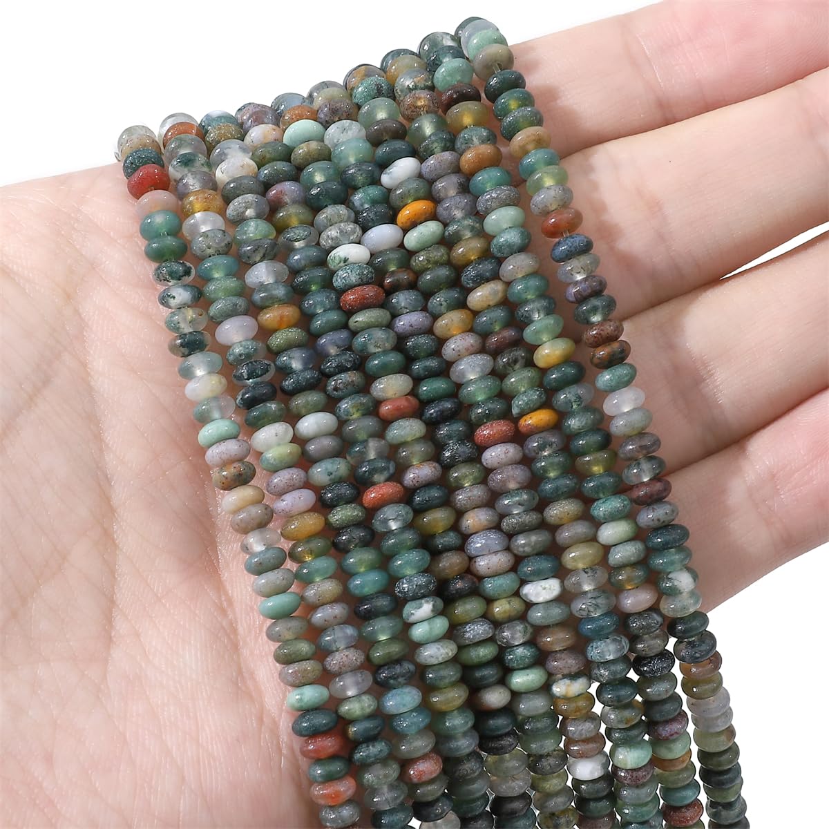 BEADIA Natural Indian Agate Disk Stone Beads 4x2mm 160pcs Rondelle Loose Semi Gemstone Beads for Jewelry Making Design