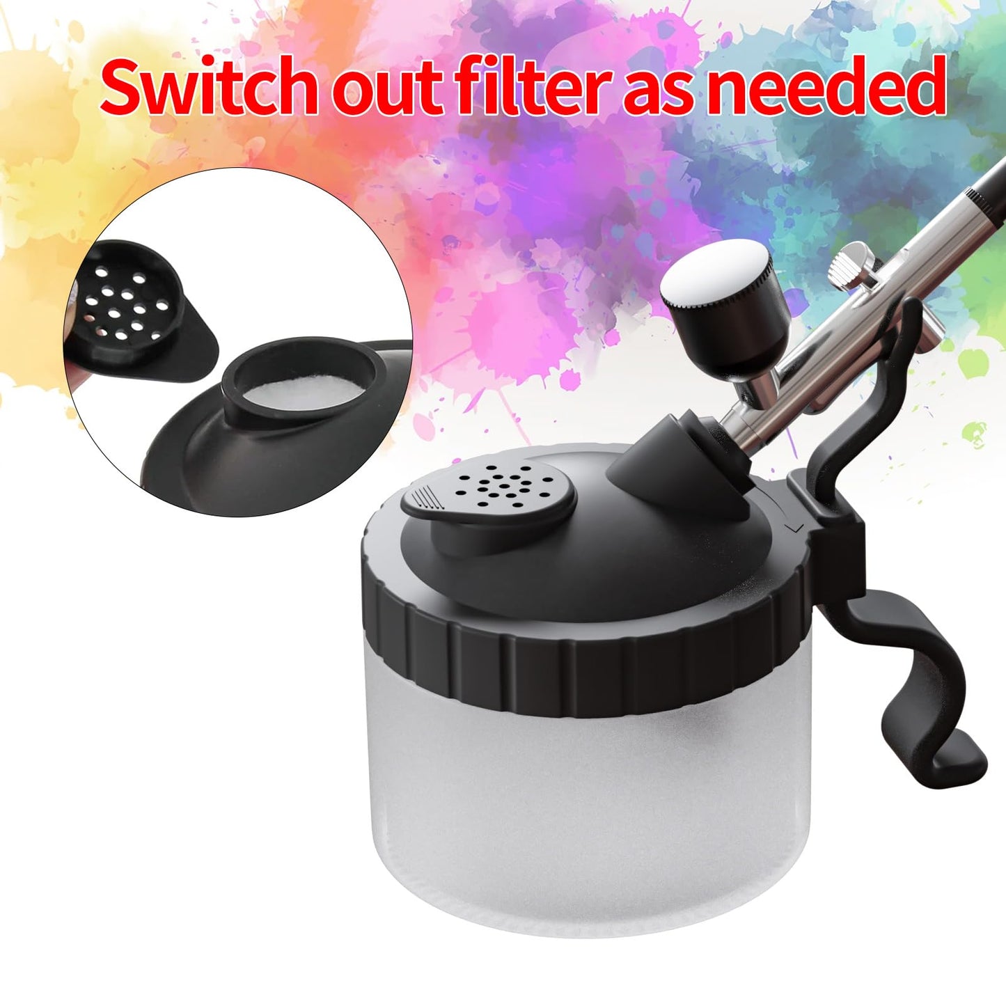 crpen Airbrush Kit with Brush Cleaner Solution Airbrush Cleaner Kit Airbrush Holder Stand Airbrush Cleaning Pot Airbrush Spray Cleaning Efficient Cleaning of Airbrushes (Black)