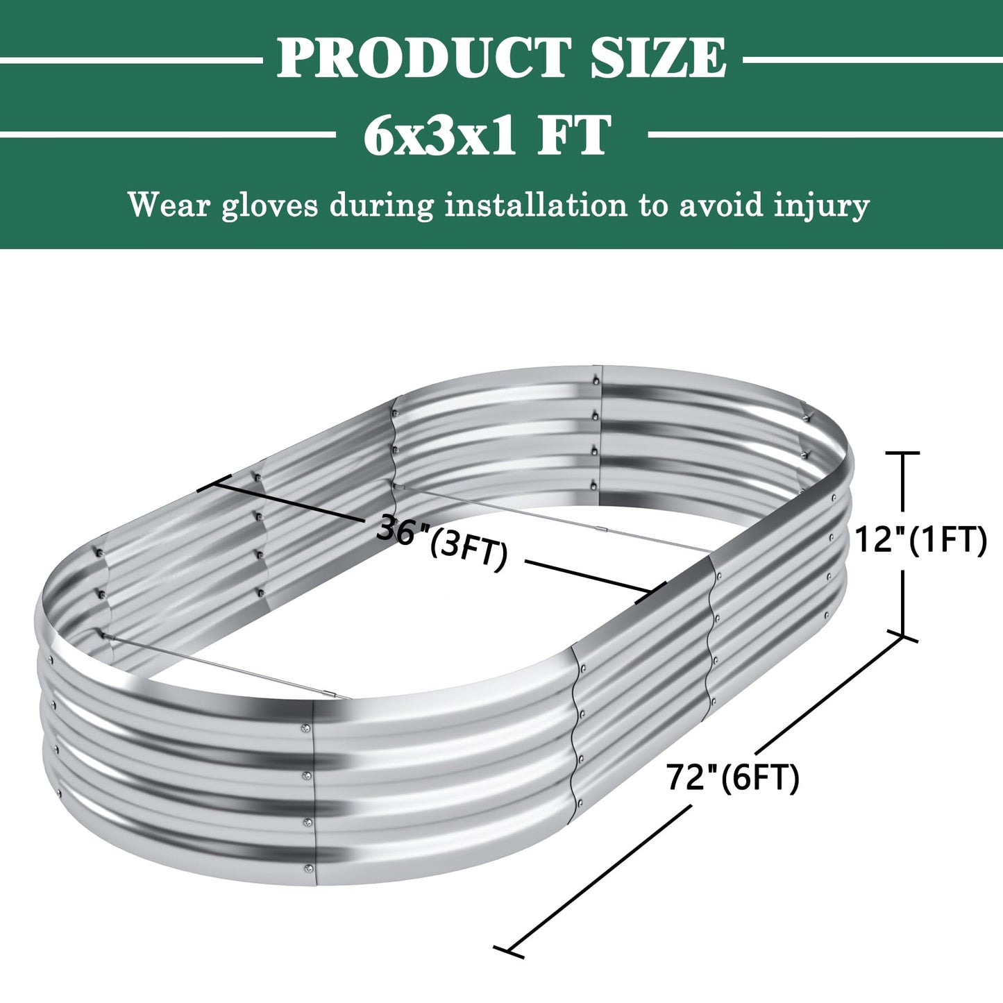 DERYONI Galvanized Raised Garden Bed Kit 2pack,Planter Raised Beds 6x3x1ft for Gardening,Outdoor Metal Garden Bed Planter Box for Flowers,Fruits,Vegega Raised Garden Bed