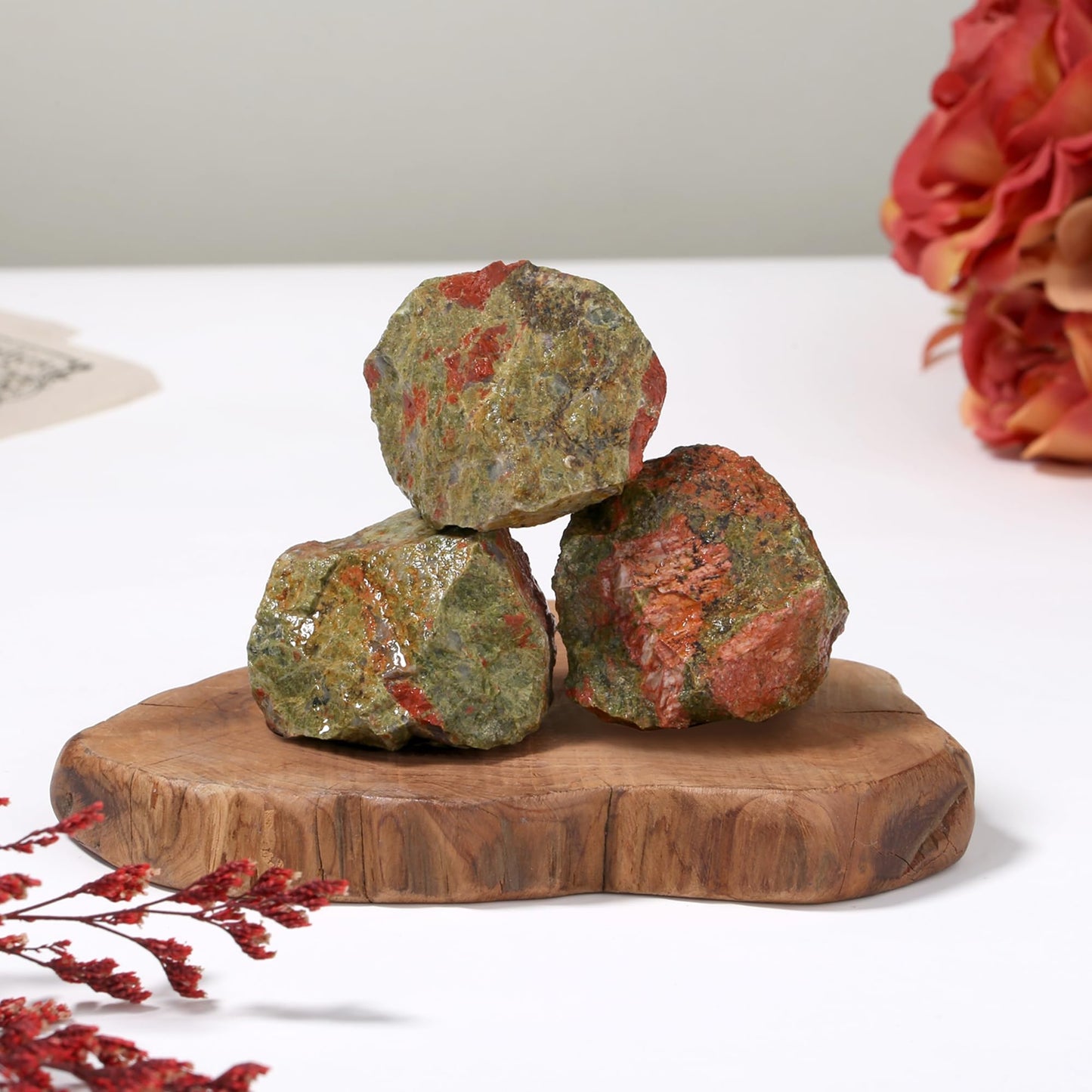 XIANNVXI Unakite 1.8-2.2" Large Raw Crystals and Healing Stones Natural Rough Crystal Rocks Tumbling Cabbing Polishing Fountain Rocks 1PCS