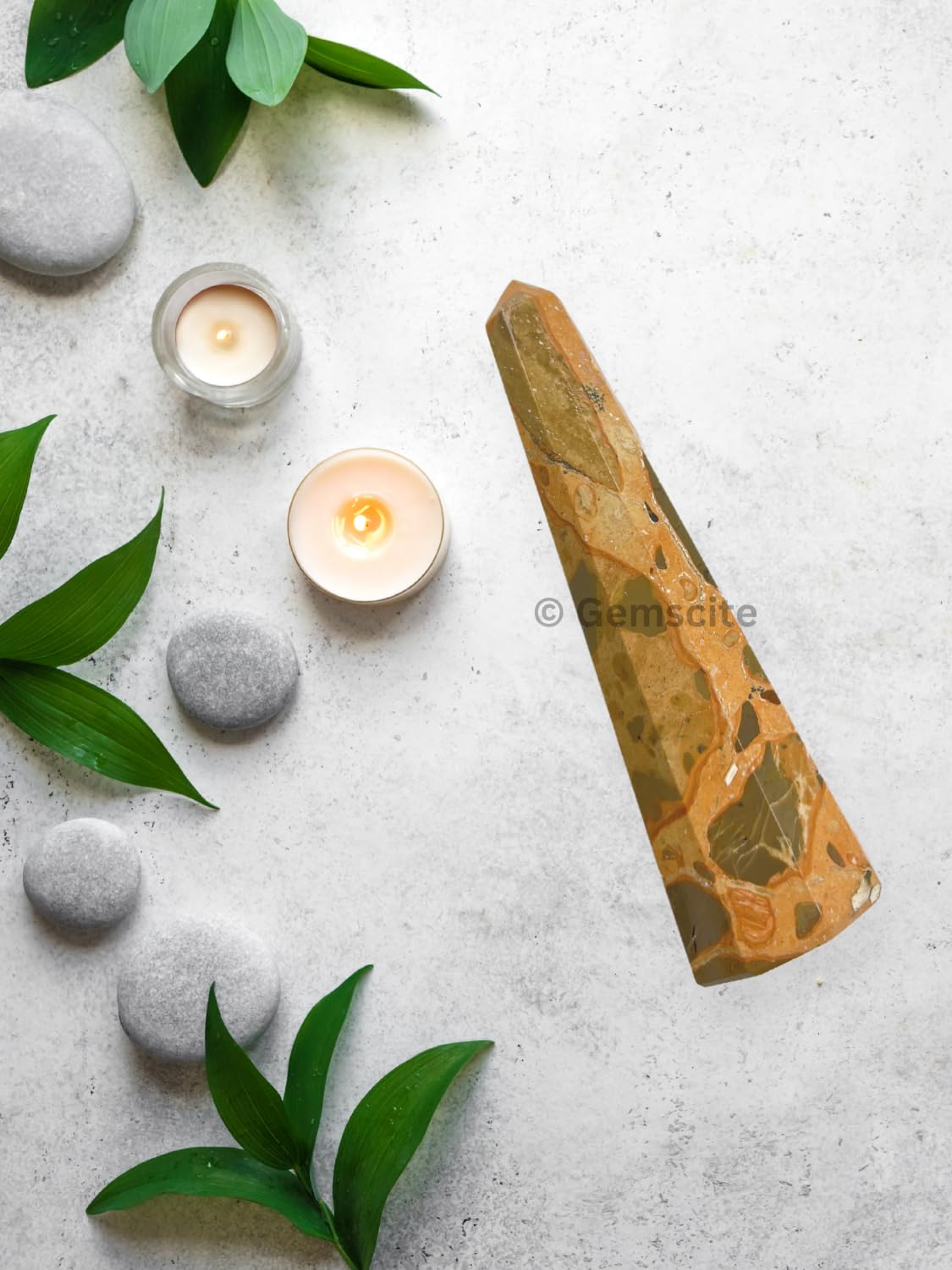 WholesaleGemShop 3 Inch (70 mm) Gemstones Leopard Skin Obelisk Tower Jumbo Facet Aura Rock Crystal Natural Polished Earth Wand Spirit