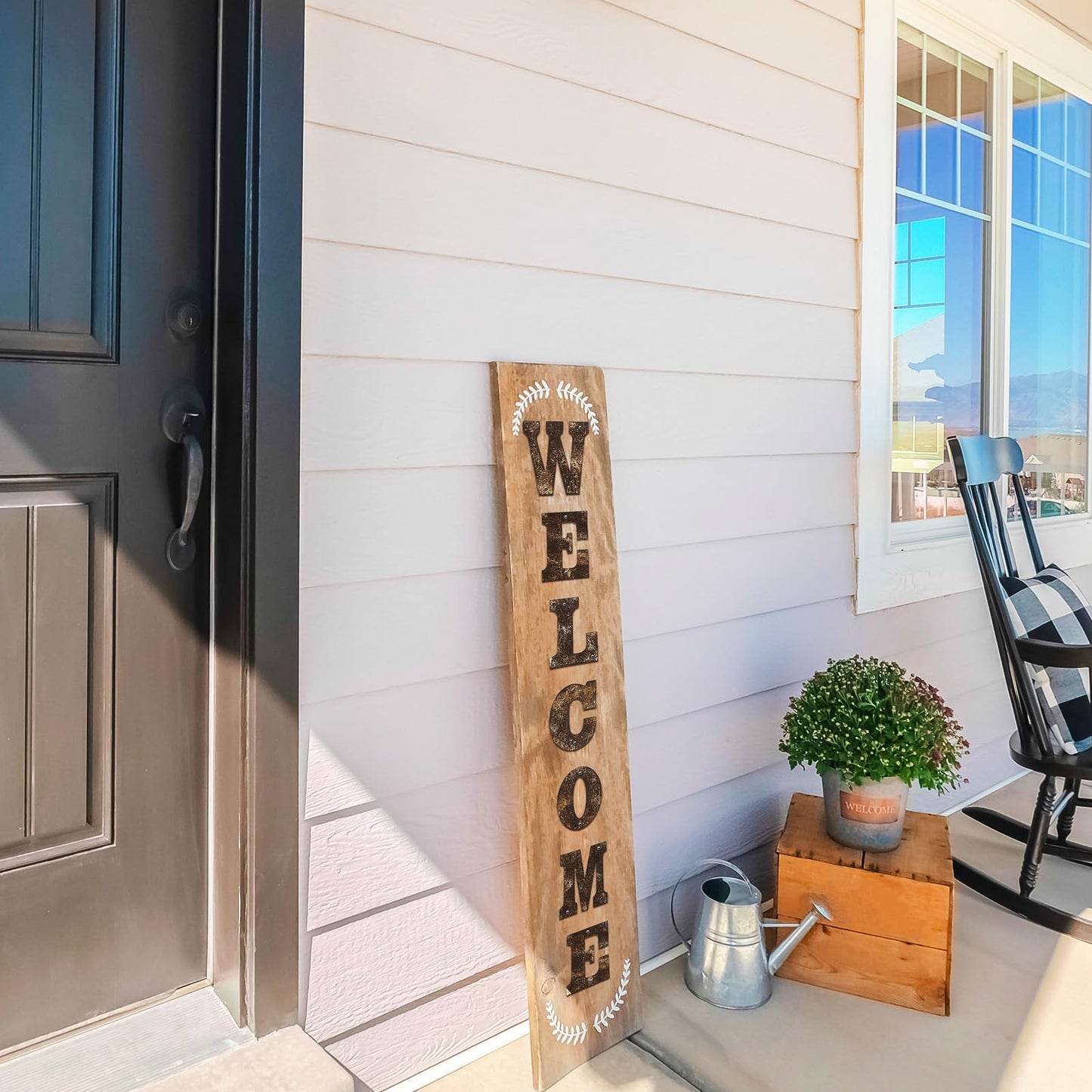 Shimeyao 7 Pieces Metal Welcome Letters Wall Decor 4 Inch Rusty Welcome Letter Sign Rustic Art Decoration for Spring Wedding Front Door Outdoor Porch Fence Garden Home Barn Coffee Bar