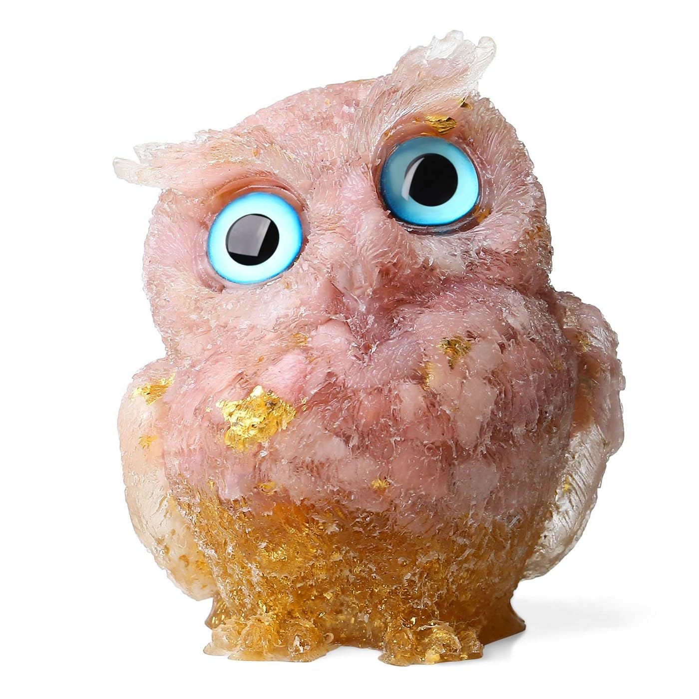 LAIDANLA 2.4" Pink Opal Owl Figurine Natural Healing Crystal Cute Owl Animal Statue Pocket Sculpture Reiki Spiritual Energy Gemstone Home Office Room Desk Decor Gifts