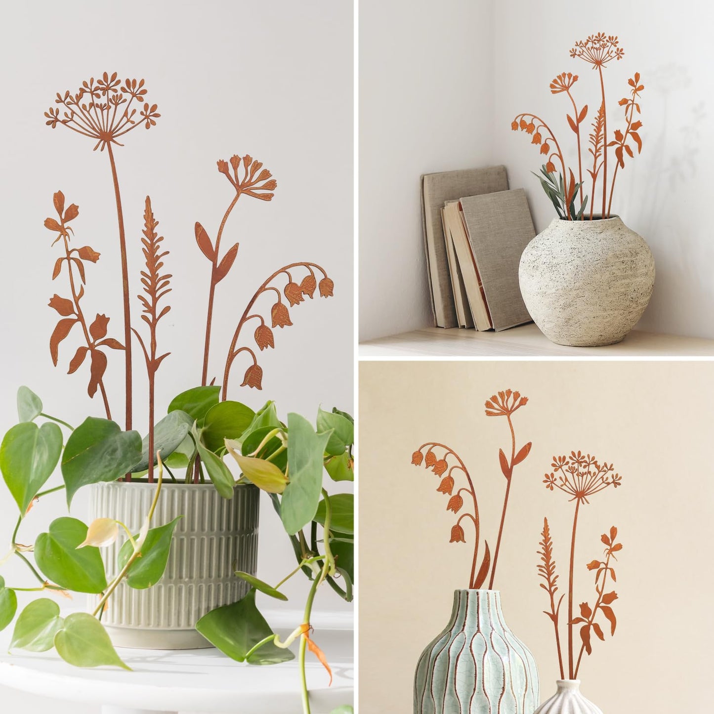 OUUJUOZ Metal Flowers for Outside,Decorative Garden Stakes,Flower Bed Decor Plant Stakes,Metal Art for Outside,Yard Art Outdoor for Lawn Yard, Walkway and Flower Garden