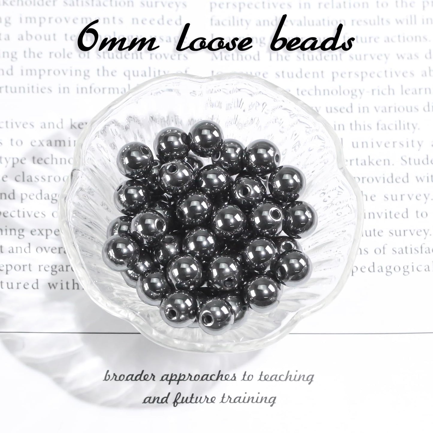 6mm Natural Gemstone Round Hematite Loose Beads for Jewelry Making Bracelets Necklace Earrings Art Craft (60-62pcs/strand)