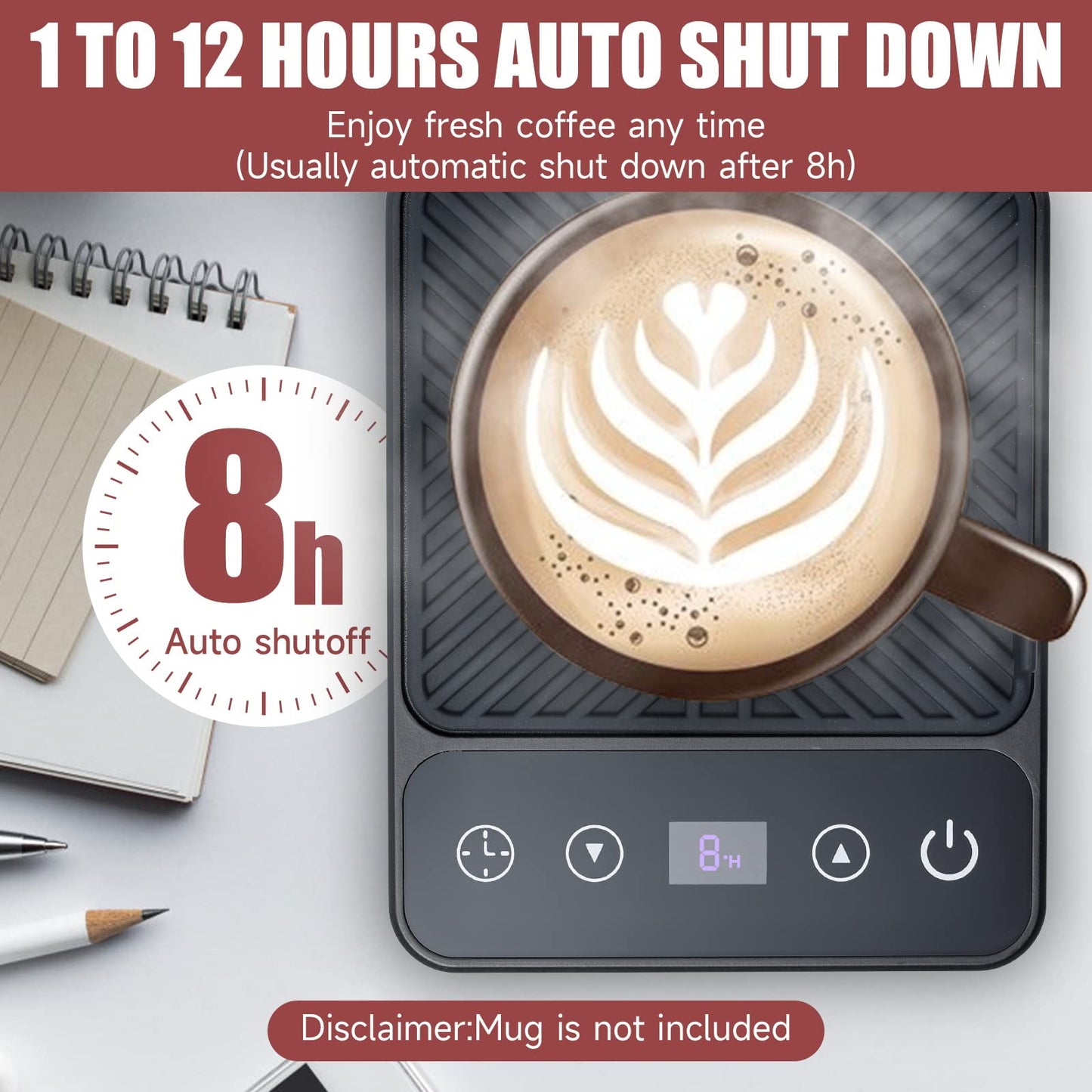 Mug Warmer - Electric Coffee Mug Warmer with Timer,Coffee Cup Warmer for Desk Auto Shut Off,Smart 6-Temperature Control, Coffee Accessories for Coffee Lovers, Black