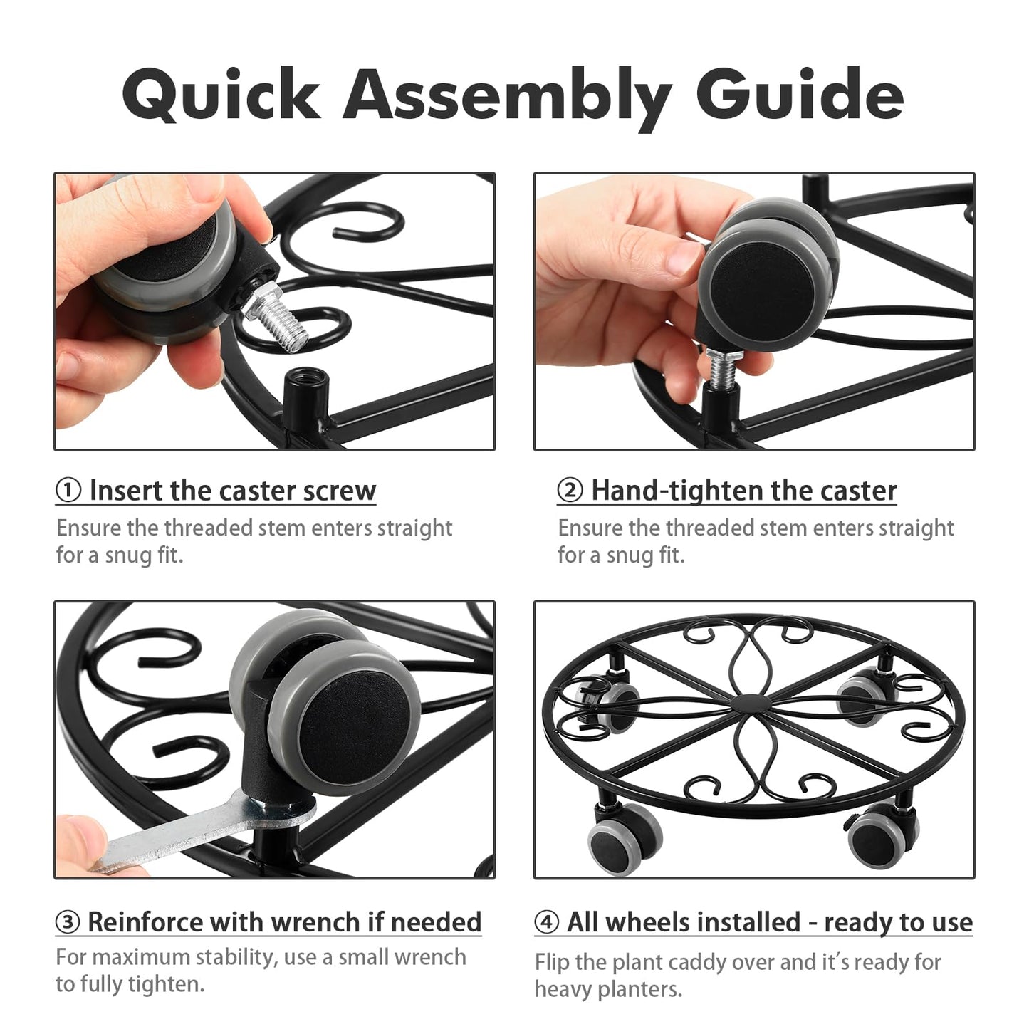 5 Pack Plant Caddy with Wheels Heavy Duty 13.5 Inches Metal Plant Stand with Wheels Plant Dolly Rolling Plant Stand Plant Roller with Casters for Indoor and Outdoor, Black