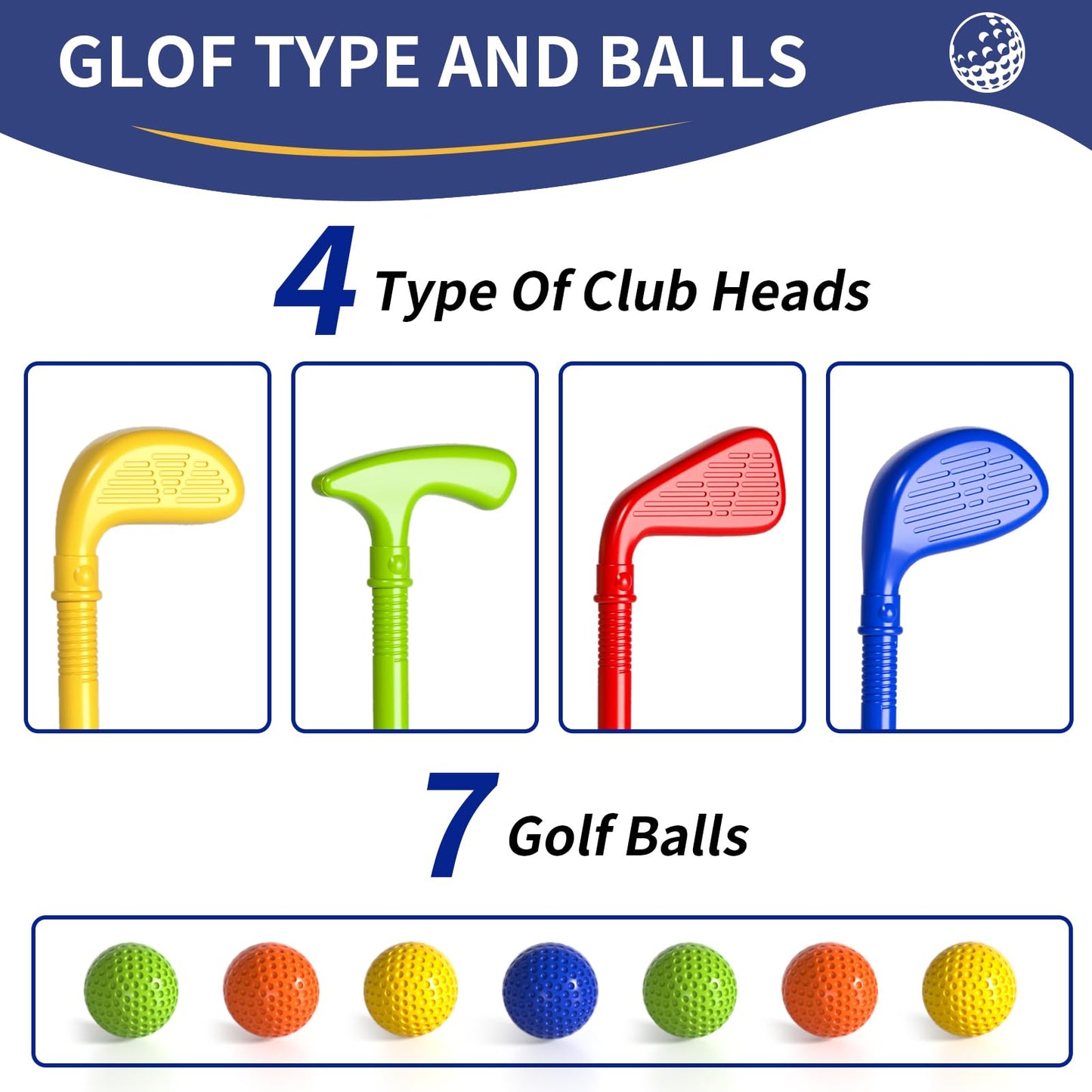 WATUDOU Toddler Golf Set Toys for Kids, Kids Toddler Golf Clubs with 7 Balls, Putting Mat & Golf Board, Toys Gifts for 3 4 5 6 Year Old Boys, Christmas Birthday Gifts for 3 4 5 6 Year Old Boy Kids