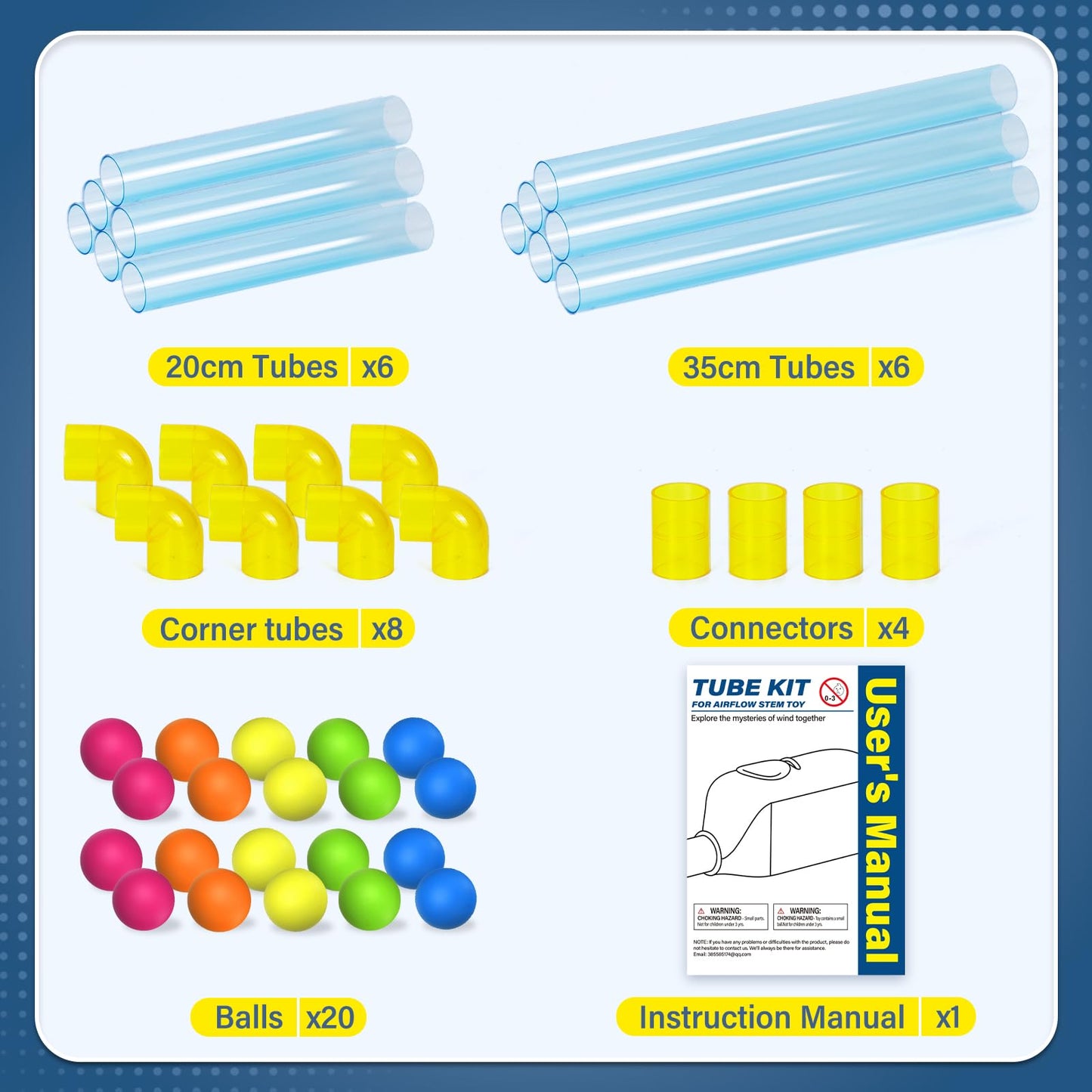 Foamore Tube Kit for Airflow STEM Toy, Air Tubes Toy STEM Kits Building Toys, Education, Air Aerodynamics, Building & Tinkering