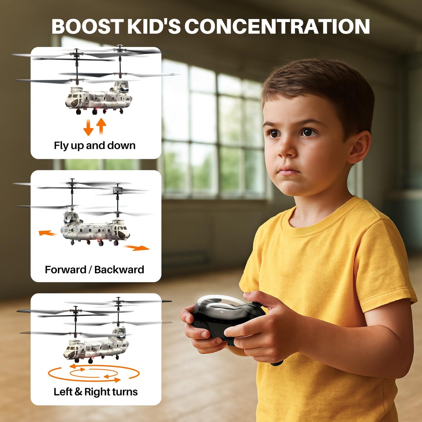 SYMA Remote Control Helicopter, S52H Military Transport RC Helicopter with Altitude Hold, One Key take Off/Landing, LED Light, Low Battery Reminder, Army Toys for Kids and Military Fans