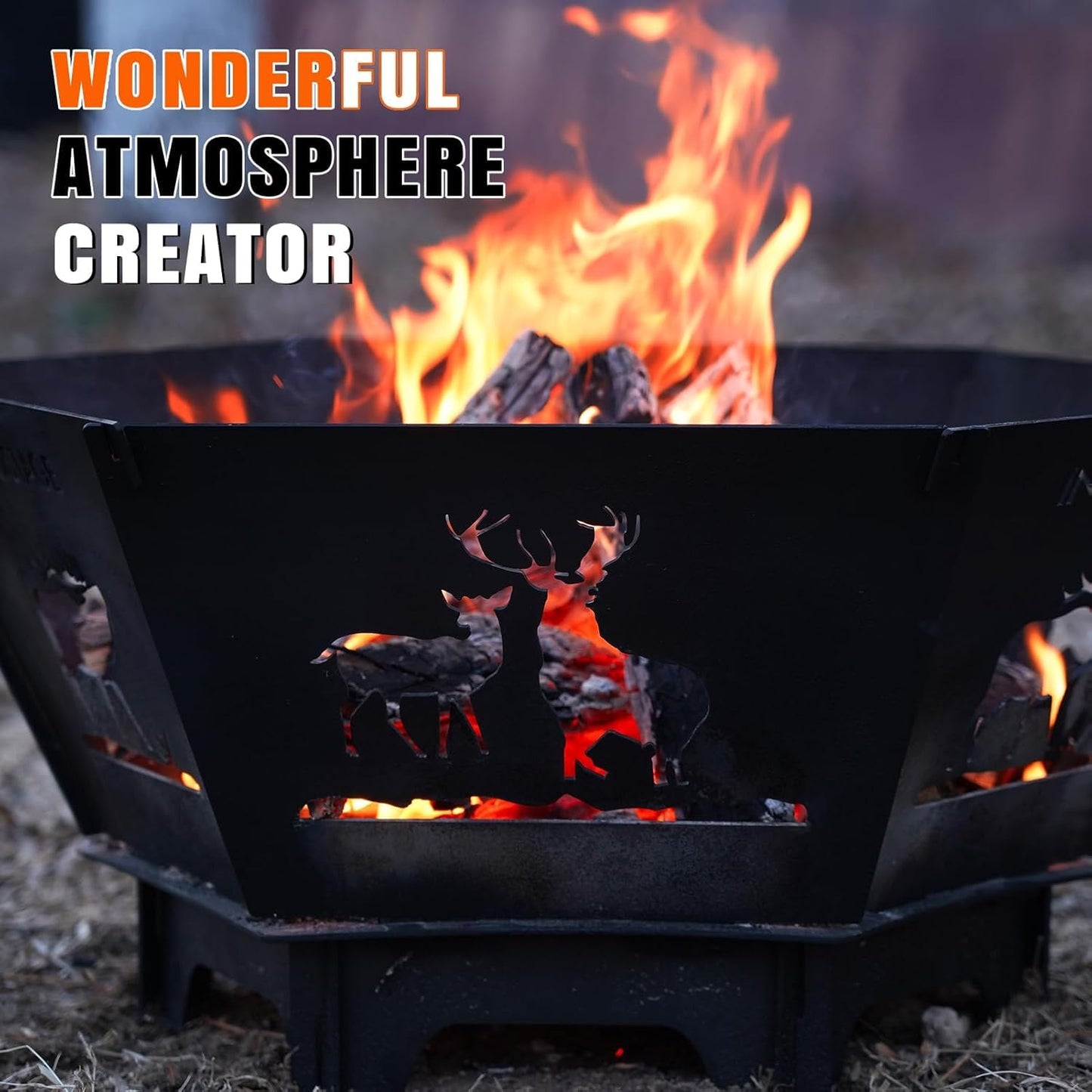 Fire Pit for Camping- 23Inch Small Collapsible Firepit for Patio Outside Wood Burning Outdoor Indoor BBQ Picnic Foldable Fire Pits Bonfire of Backyard Patio with Portable Tote Bag
