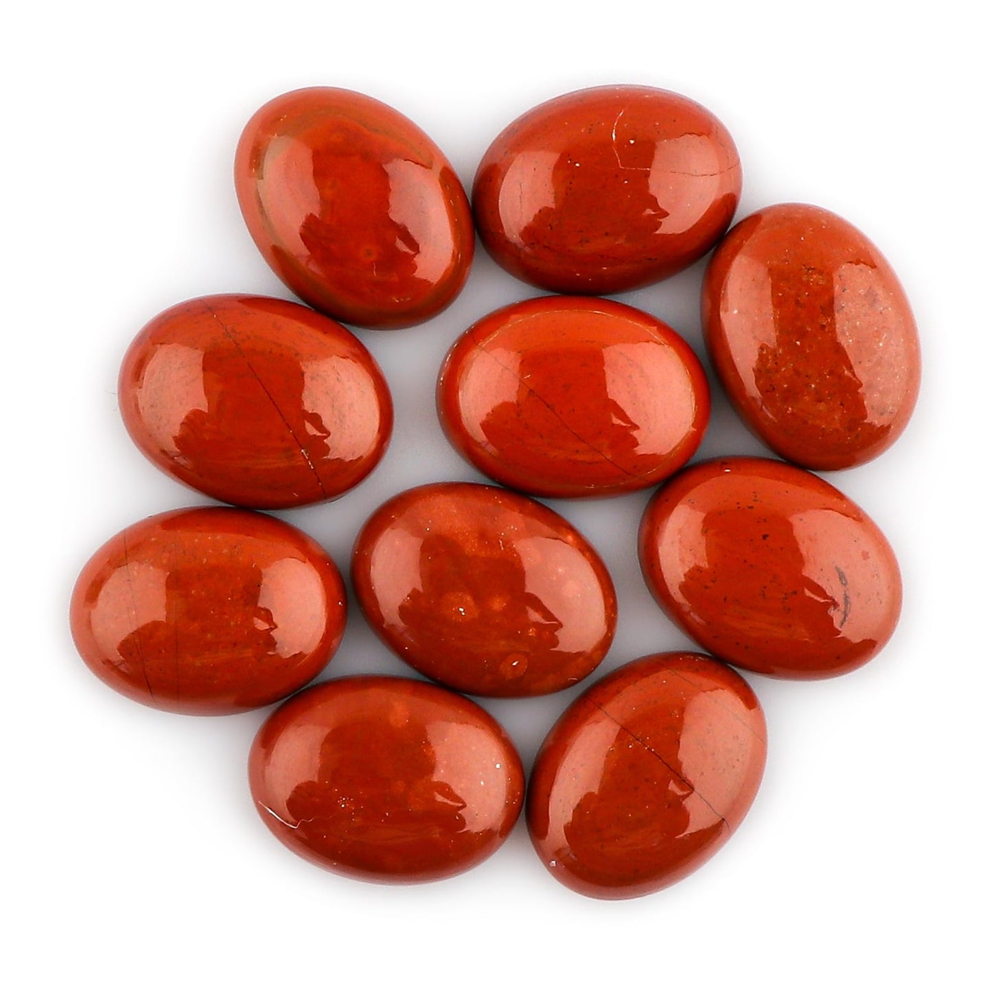 2 PCS, 16x12 MM, AURA GEMS Natural Red Jasper, Cabochon, Oval Shape, Jewelry Making Stone Supply, Pocket Worry Stone Crystals for Anxiety Stress Relief Therapy, Real Crystal, Birthstone