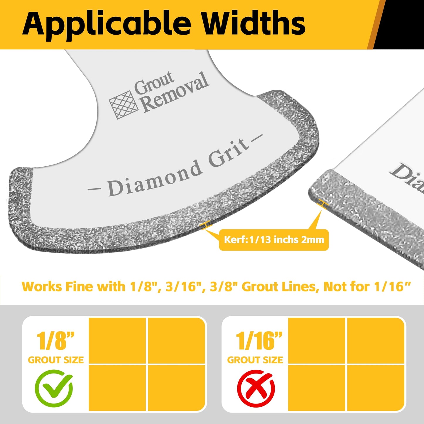 12 PCS Diamond Saw Blades for Oscillating Tool, Grout Removal Blade,Professional Multi Tool Blades Kit for Grout, Cement,Fit Milwaukee, Dewalt, Bosch, Ryobi