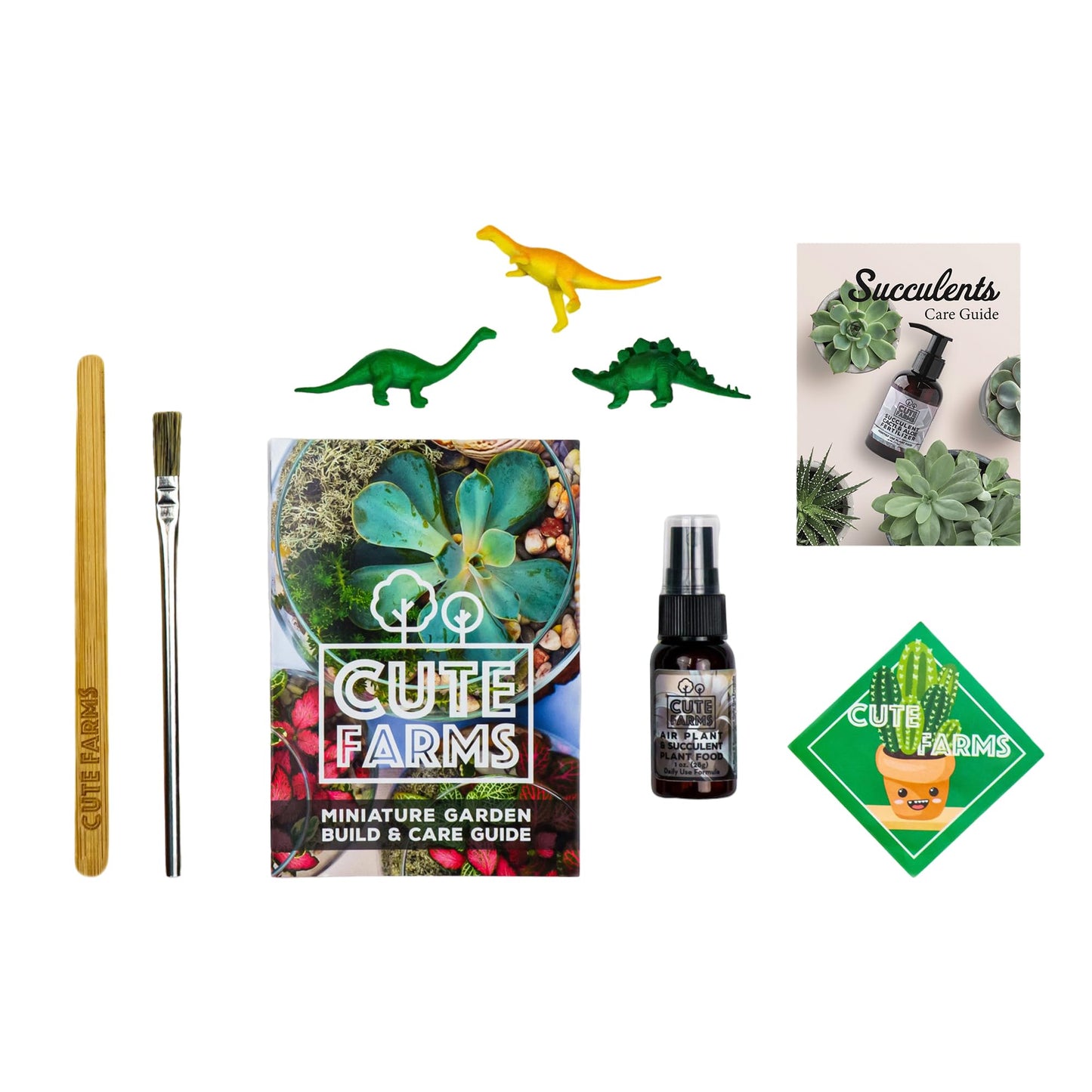 Cute Farms Terrarium Starter Kit | Moss, Vermiculite, Soil, Pebbles, Plant Food, Finishing Tools, Build and Care Guide | DIY Succulent Terrarium for Adults and Kids (Large)