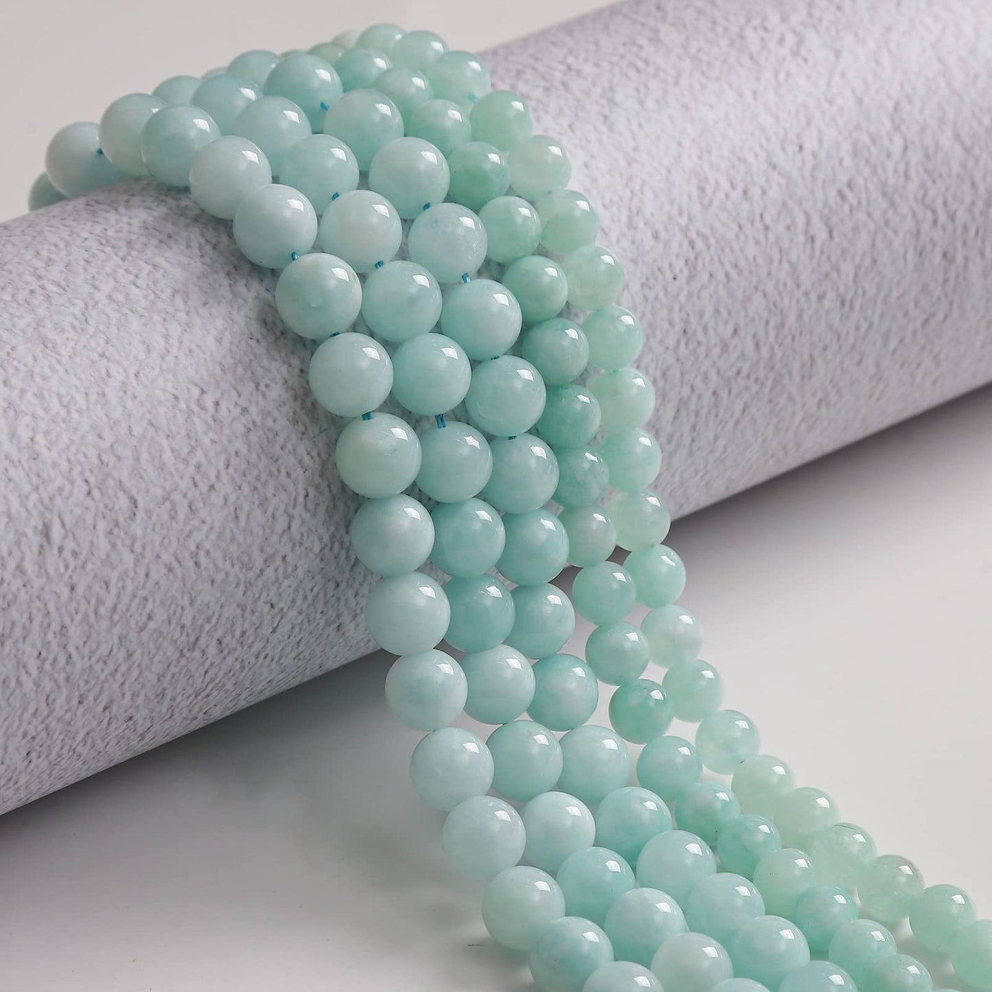 60pcs 6mm Natural Stone Beads Cyan Angelite Beads Energy Crystal Healing Power Gemstone for Jewelry Making, DIY Bracelet Necklace