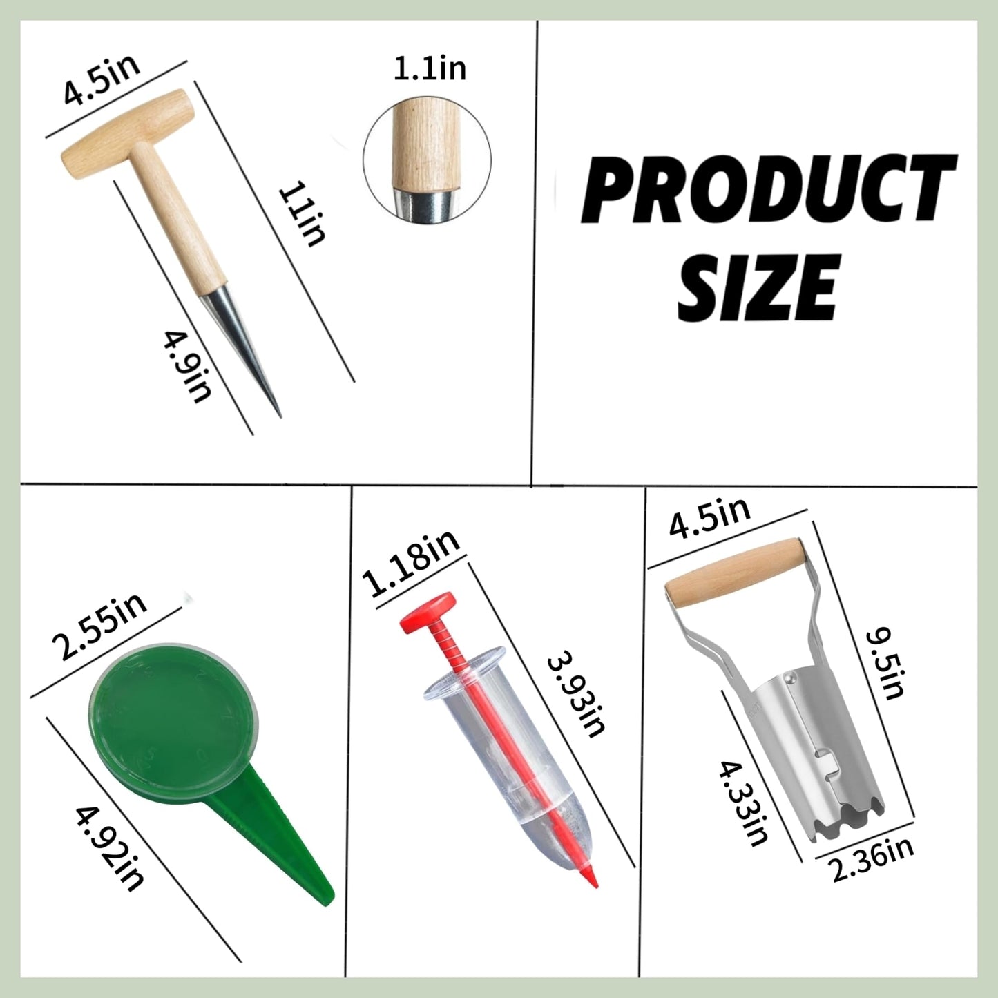 Bulb Planter & Garden Dibber - Heavy Duty Transplanter and Hole Punch Tool for Bulbs, Seeds, Seedlings | Ergonomic Handle with Depth Markers for Tulips, Daffodils, Dahlias