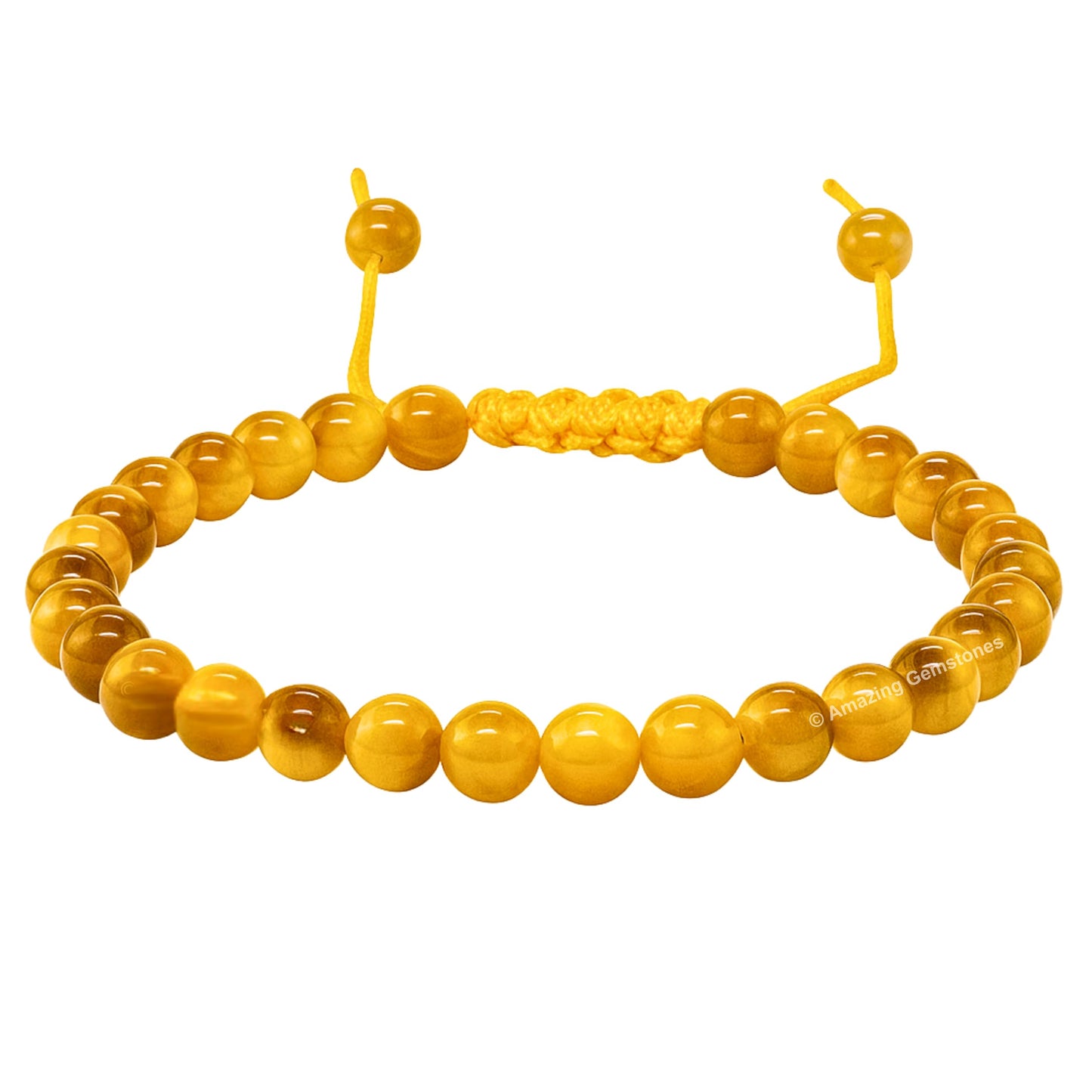 Amazing Gemstone Yellow Cats Eye Bracelet for Women Men's Gifts - Protection Healing Crystal Bracelet - 6mm Gemstone Beaded Adjustable Bracelet