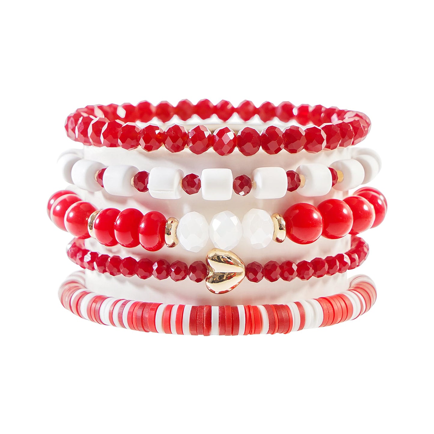 RISHEGAE Crystal Heishi Beaded Bracelet for Women Stackable Bracelet Layering Friendship Summer Stretch Bracelets for Women