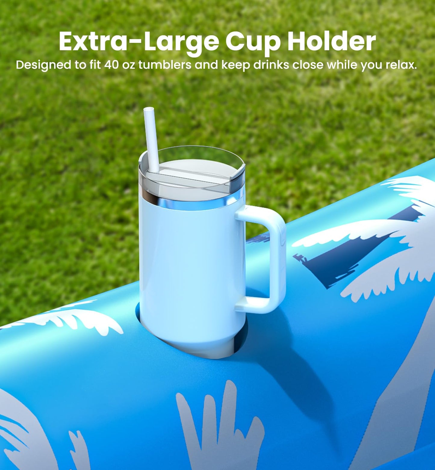 Inflatable Tanning Pool Lounger Float with Sprinkler, X-Large Pool Floats with Auto Spray Cooling, 6 in 1 Sunbathing Lounge Floatie Raft Toys, Blow Up Pool Tanning Bed for Adults Kids Gifts