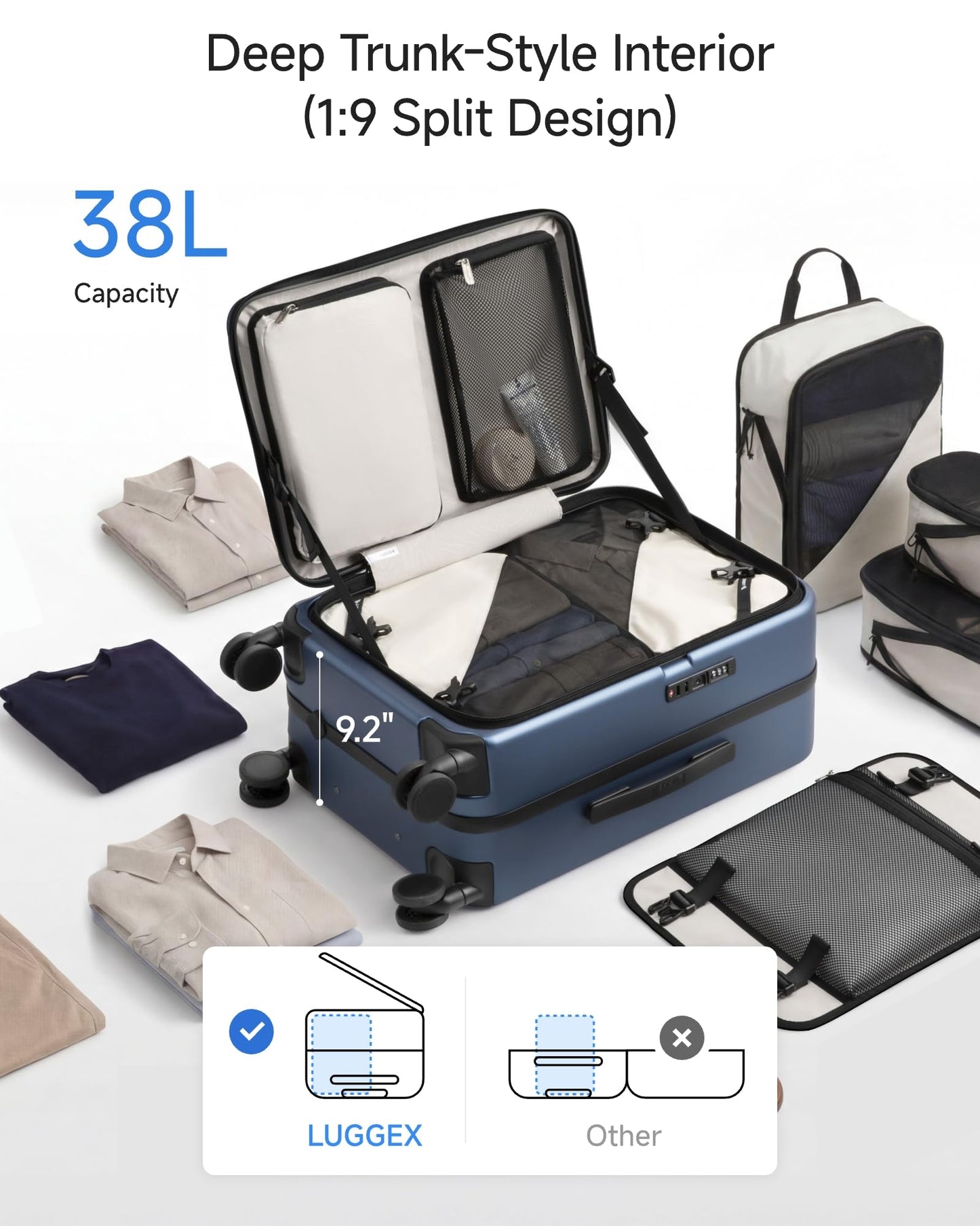 LUGGEX Carry On Luggage and 6 Set Travel Packing Cubes Bundle – Travel Essentials