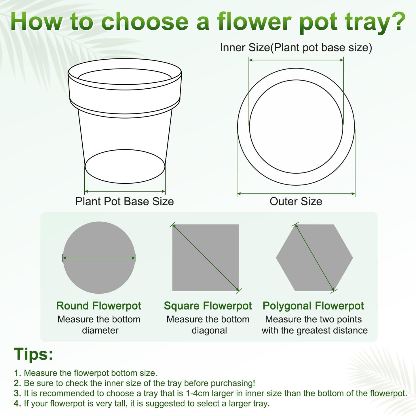 M METERXITY 2-Pack Plant Saucer, 9 Inch Flower Pot Saucers, Thicker Anti-Rot Root Plastic Plant Saucer for Indoor/Outdoor Potted Plant/Plant Water Catcher Tray [Green]
