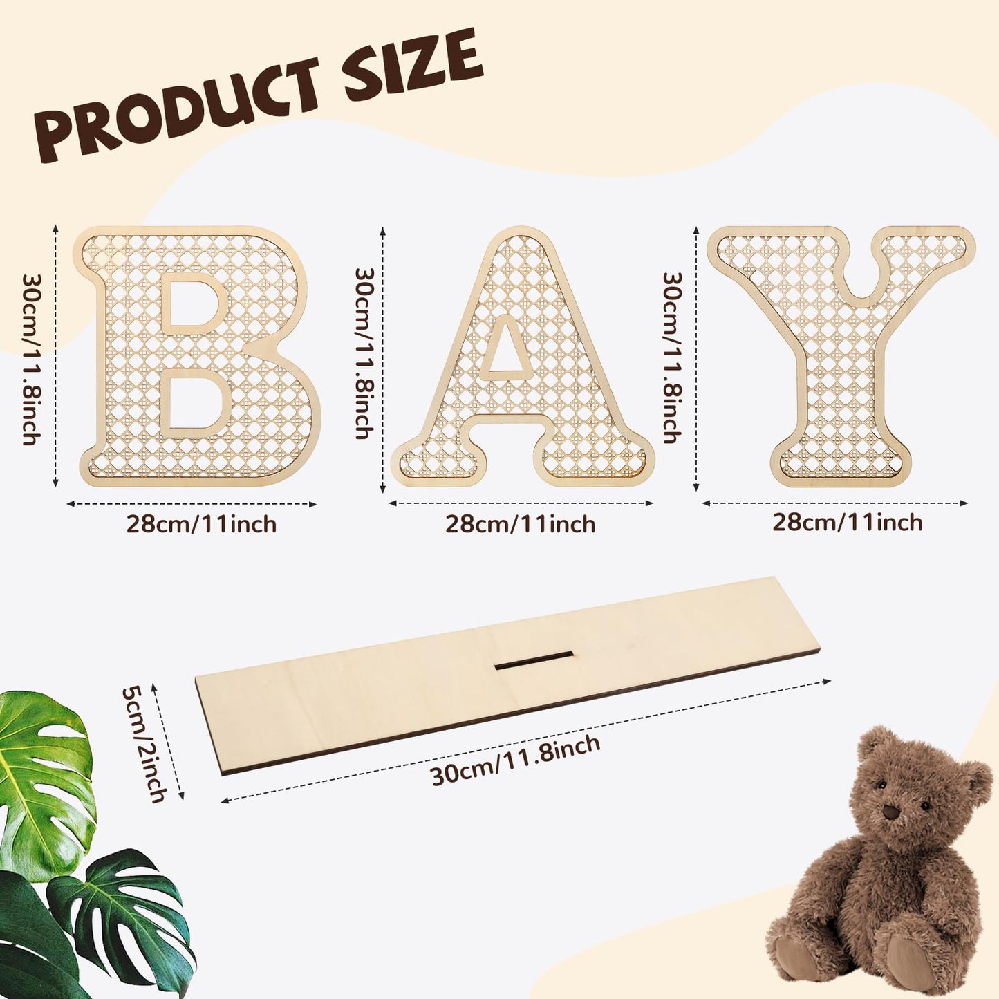 4 Pcs Wood Baby Letters - Boho Nursery Decor for Baby Shower | Rustic Alphabet Letter Home Decoration for Newborns & Birthday Gifts | Perfect Table Centerpiece for Toddler Girls & Boys
