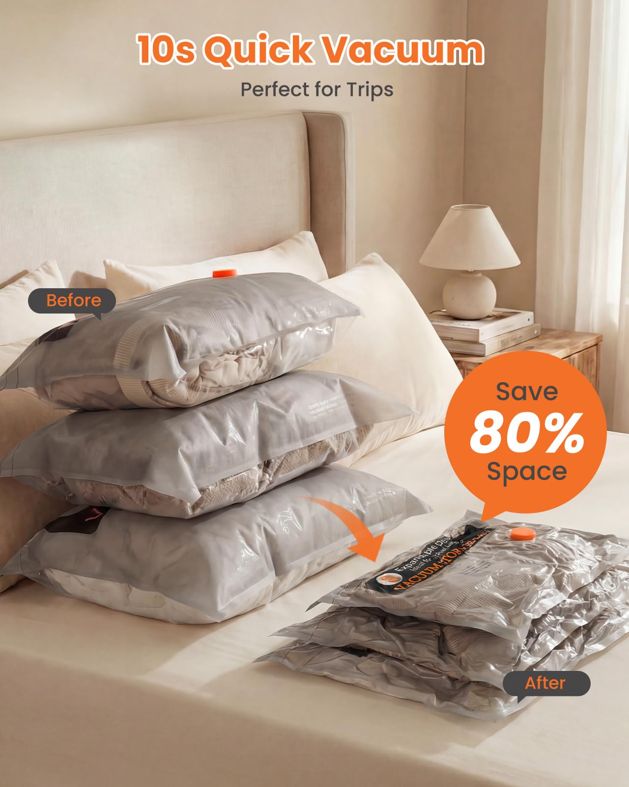 Vacuum Bags for Clothing Travel with Rechargeable Electric Pump, 12 Pack Compression Vacuum Storage Bags for Luggage and Seasonal Storage, Space Saver Seal Bags for Cruise and Vacation