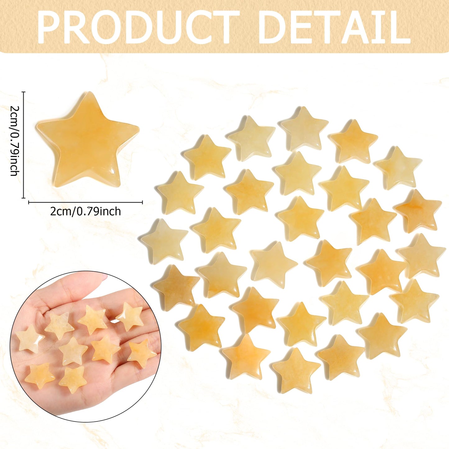 QINJIEJIE 20 PCS Citrine Crystals Star Stone Healing Crystal Set Mini Crystal Bulk Polished Stone Star Gemstones Wholesale for Meditation Energy Balancing Crystal Gifts Stocking Stuffers for Women