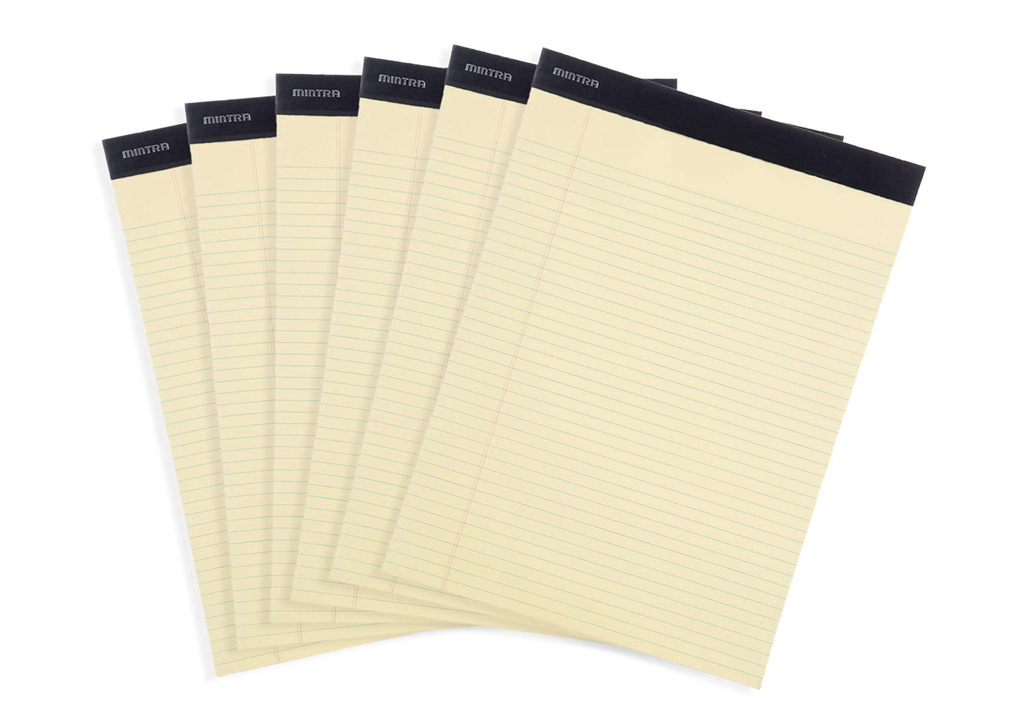 Mintra Legal Pad Bundle – 6 Pack 8.5"x11" Canary Yellow Narrow Ruled Legal Pads + 6 Pack 5"x8" Green Narrow Ruled Legal Pads, Micro-Perforated Writing Pads for Office, School & Note Taking