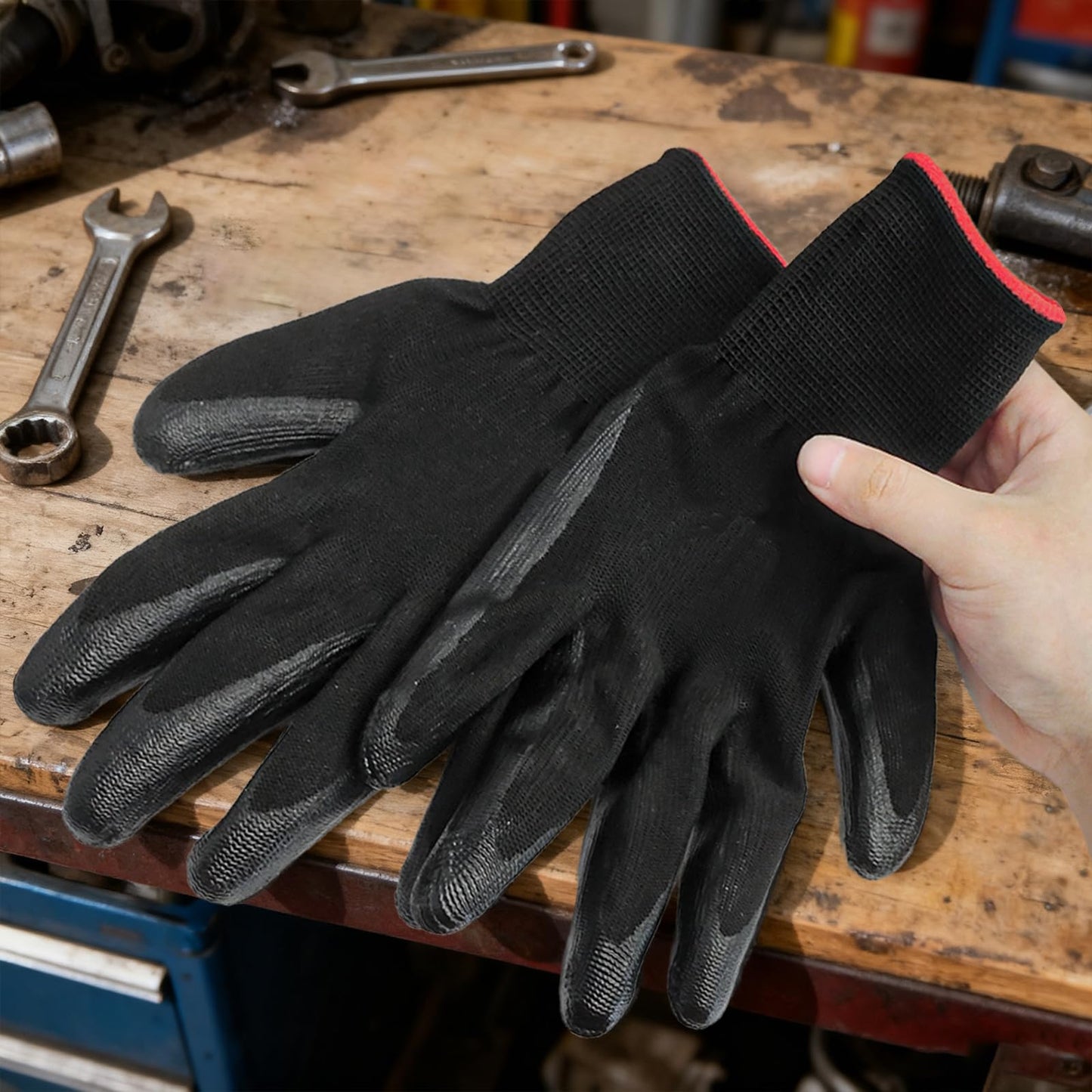 bulkisbargain 72 Pairs Gardening Gloves for Men Women Rubber Coated Breathable Garden Gloves Black