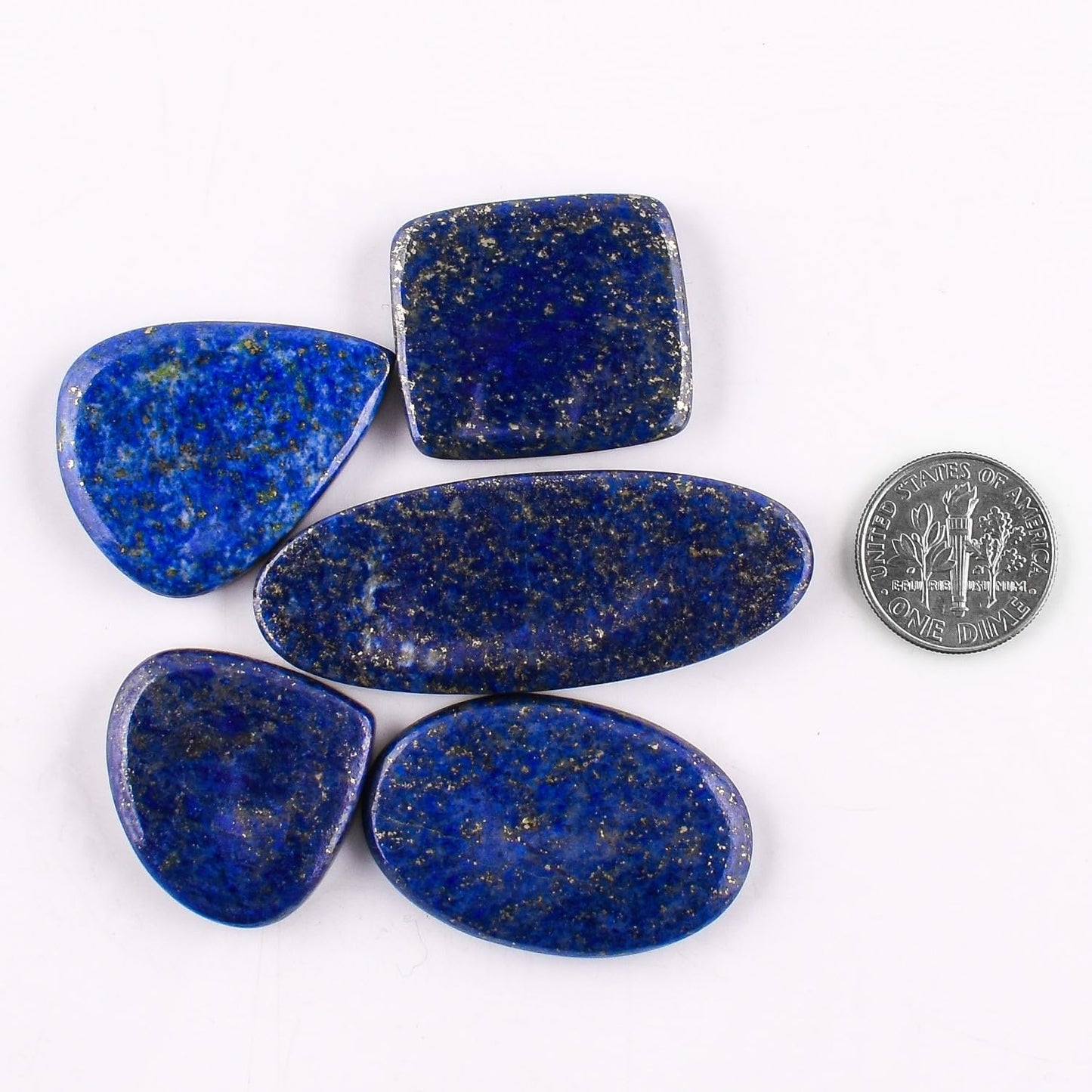 OdrillionGems Natural Lapis Lazuli Stone, Natural Gemstones and Crystals Cabochon Lot, DIY Jewelry Making Loose Gemstones, Chakra Healing Crystals, Wire Wrapping Cabochons, Pack of 5 (Large)