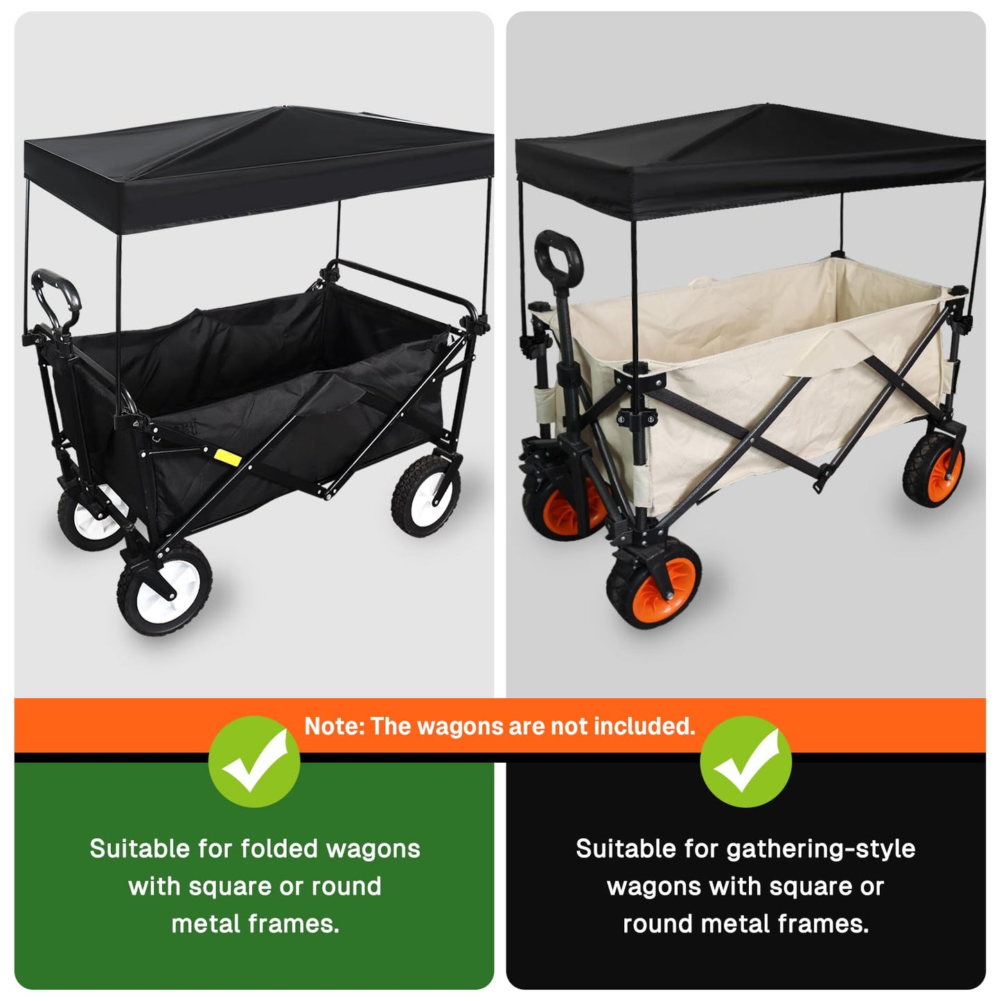 VOONKE Wagon Canopy Cover, Garden Portable Outdoor Push Awning, Stroller Canopy for Garden Wagon, Shopping, Camping, Fits Folded and Collapsible Wagons,22 × 40.9 Inches