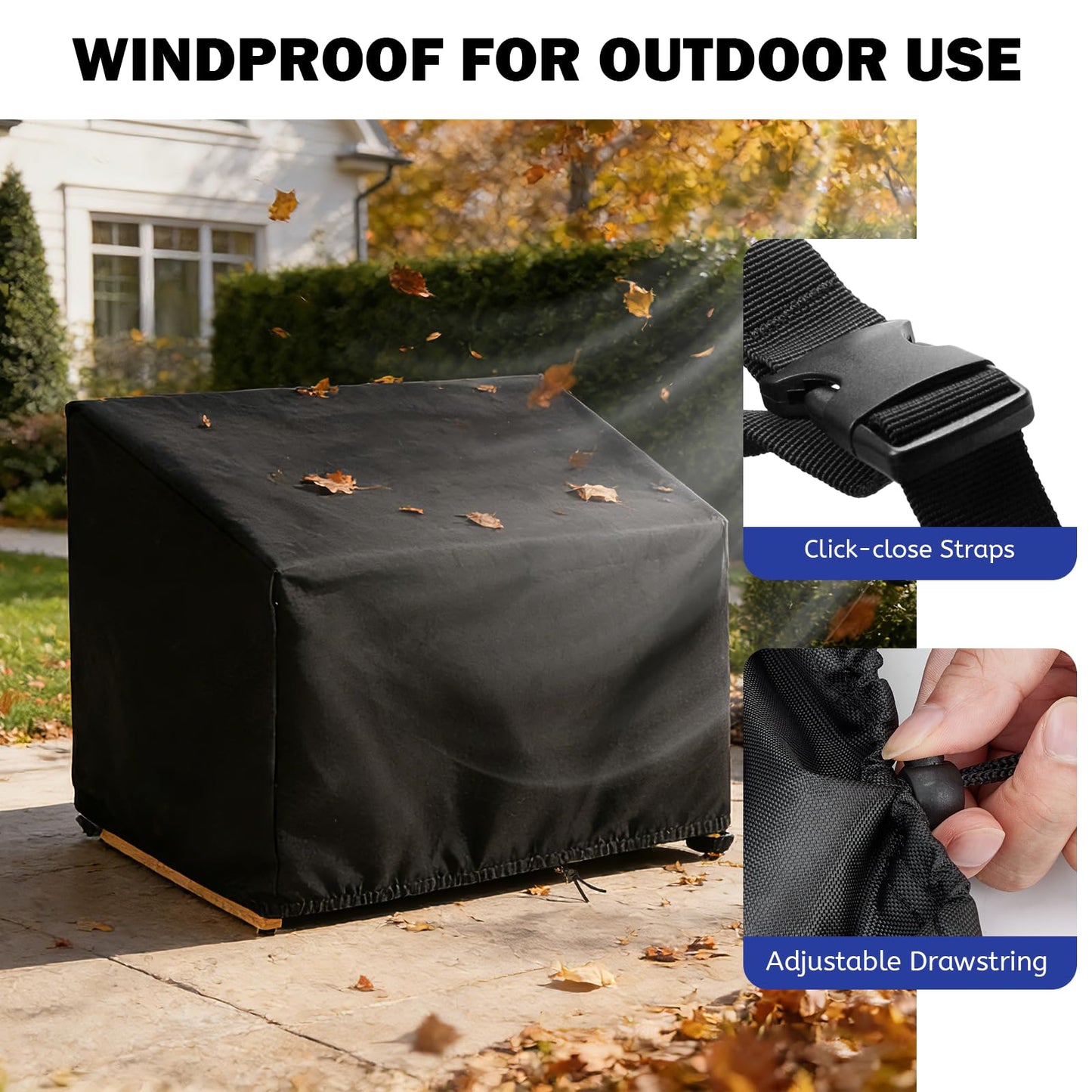 Hdenmist Outdoor Bench Covers, Waterproof Patio Sofa Cover Heavy Duty Outdoor 2-Seater Loveseat Cover for Outside Park Loveseat, Sofa, Glider Bench & Garden Furniture, 48" W x 29" D x 36" H Black
